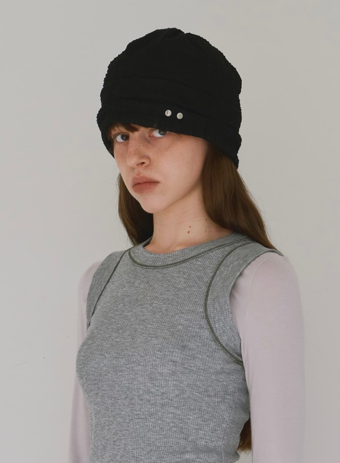 밀로우먼 심볼 레이스 비니 (블랙) 상품이미지2