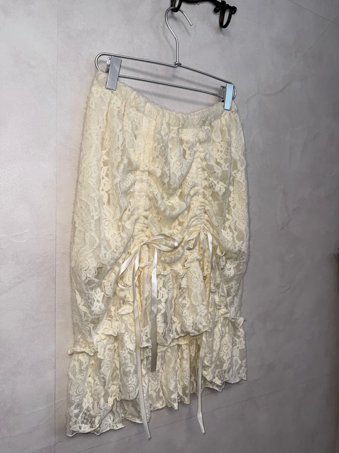 Ivory fairy floral lace shirring skirt 상품이미지2