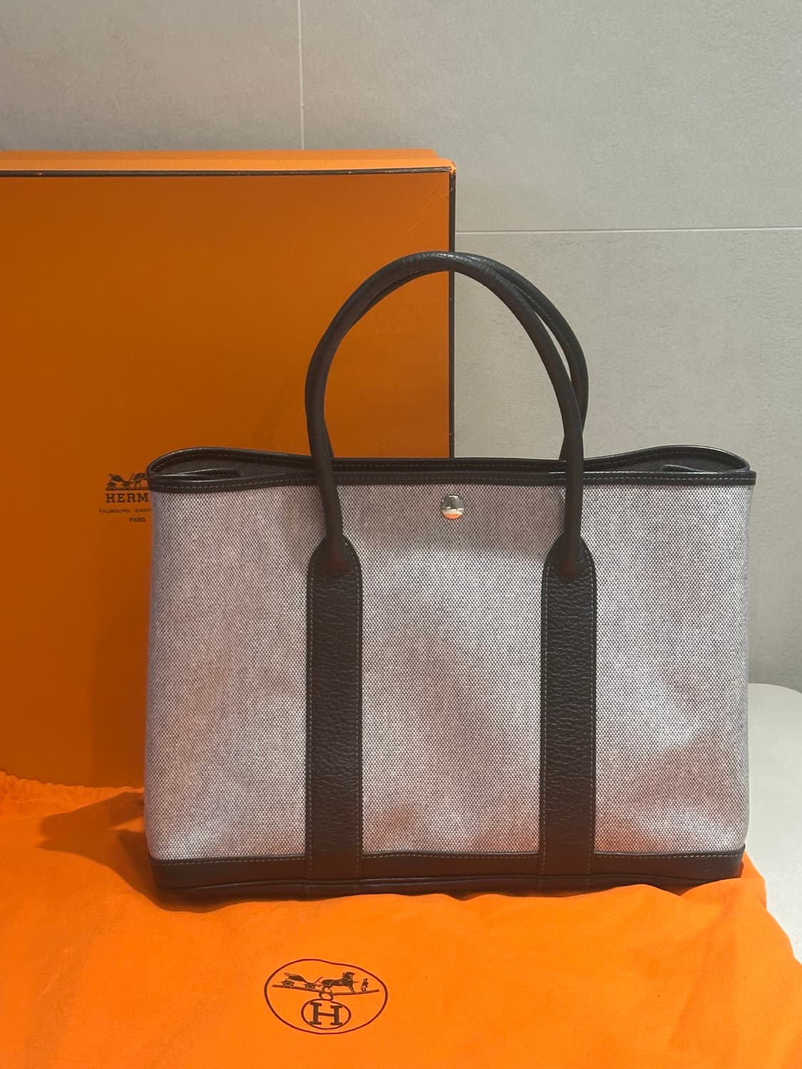 정품 에르메스 가든파티 캔버스 토트백 상품이미지1