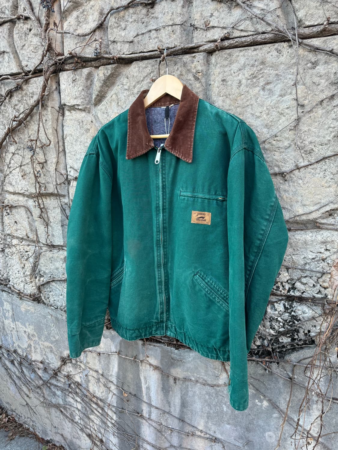 90s duxbak 칼하트 디트로이트 코듀로이 카라 워크 자켓 상품이미지3