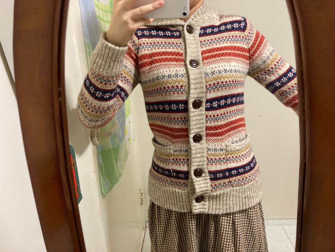 패턴 후드 양털 가디건 상품이미지6