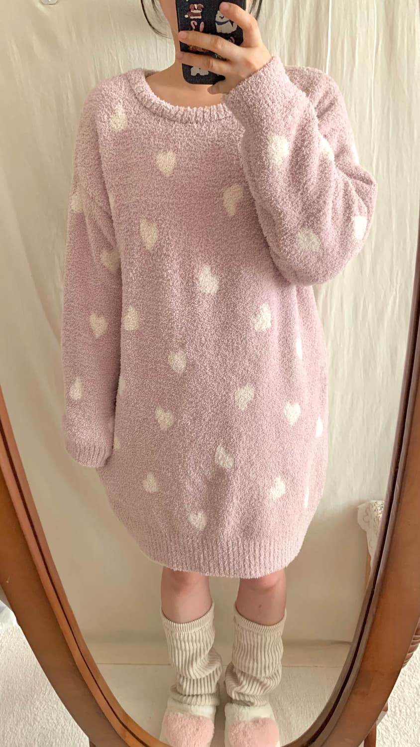 핑크 하트 원피스 파자마 상품이미지2