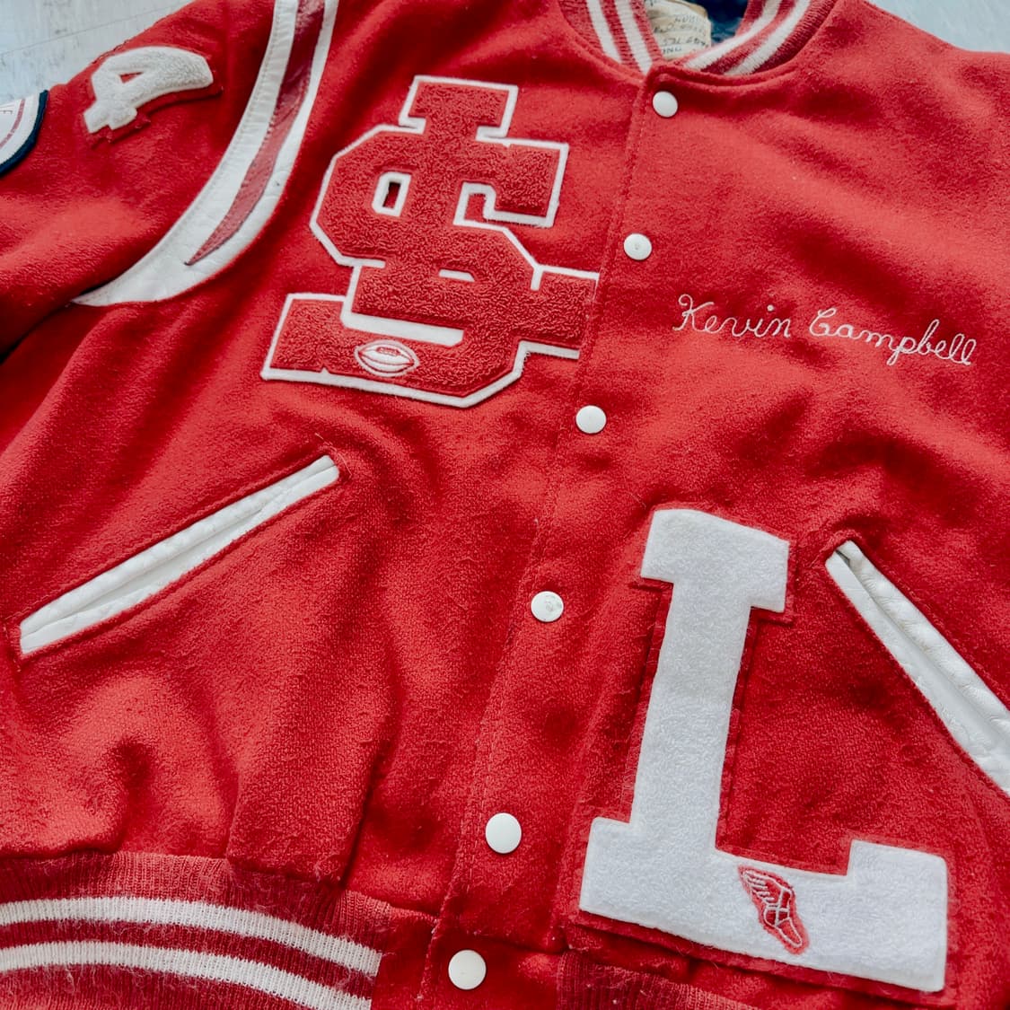 80's OG DeLong 바시티 자켓 스타디움 레더 자켓 XL 상품이미지3