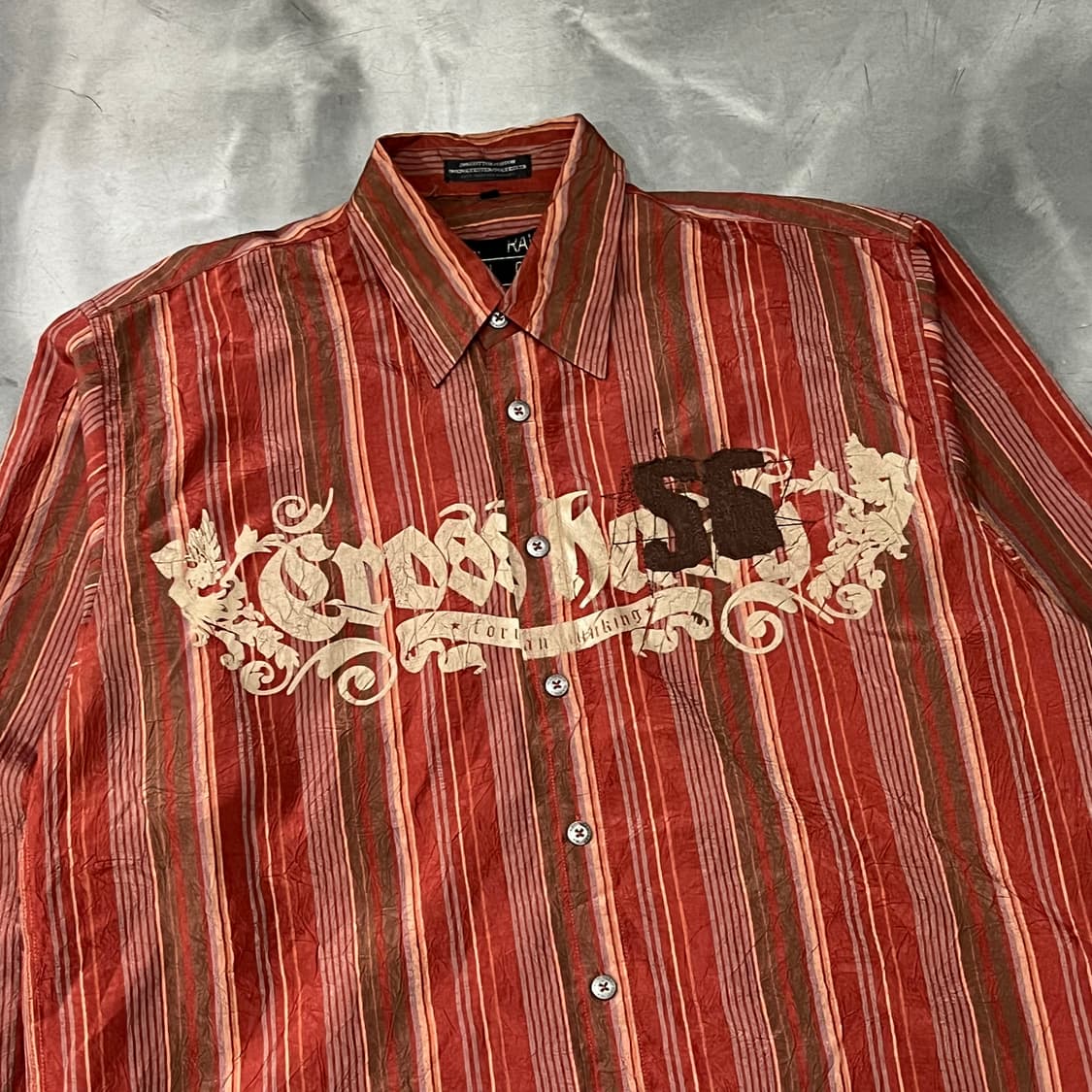  빈티지 패치 프린트 스트라이프 셔츠 y14996 상품이미지3