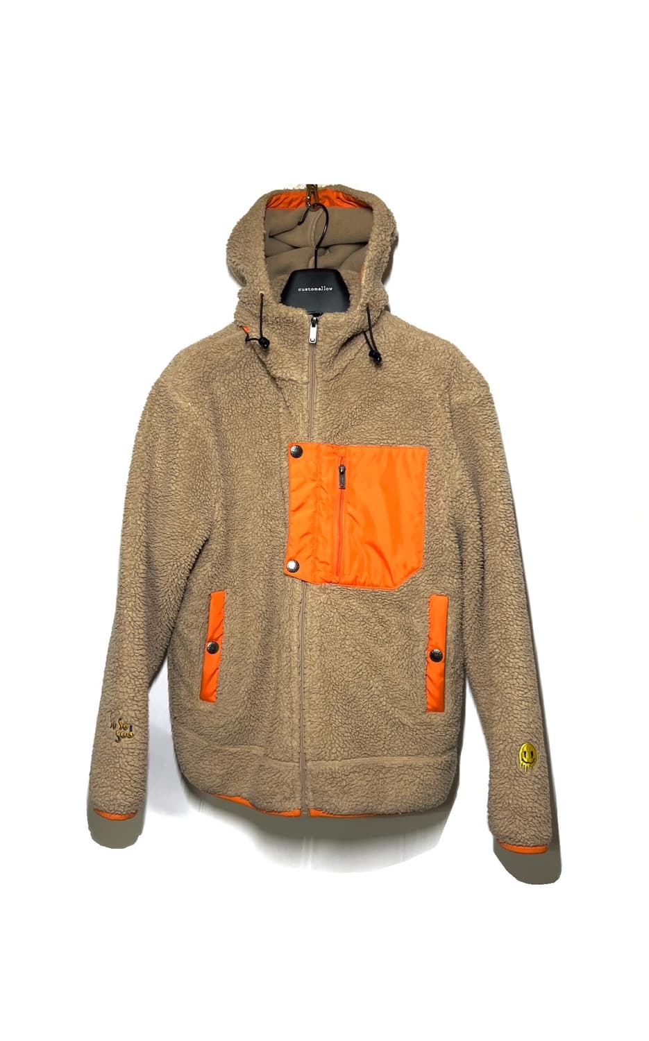 커스텀멜로우 베이지/오렌지 스마일 플리스 후리스 플리스 후드 자켓 95 상품이미지2