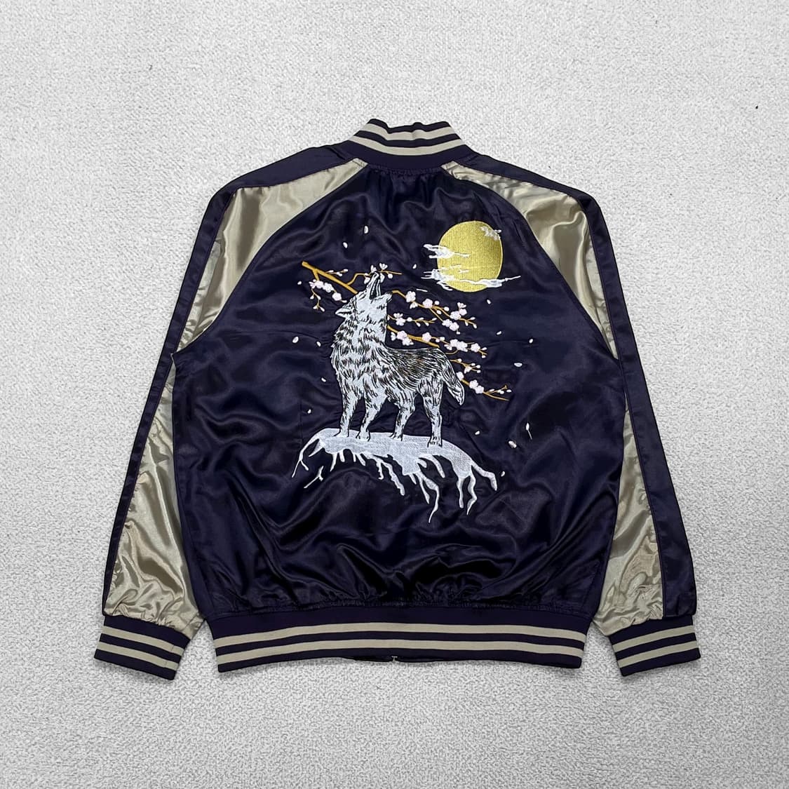 일심여경 Jpn 제패니즈 오리엔탈 울프 자수 스카쟌 자켓 퍼플 상품이미지1