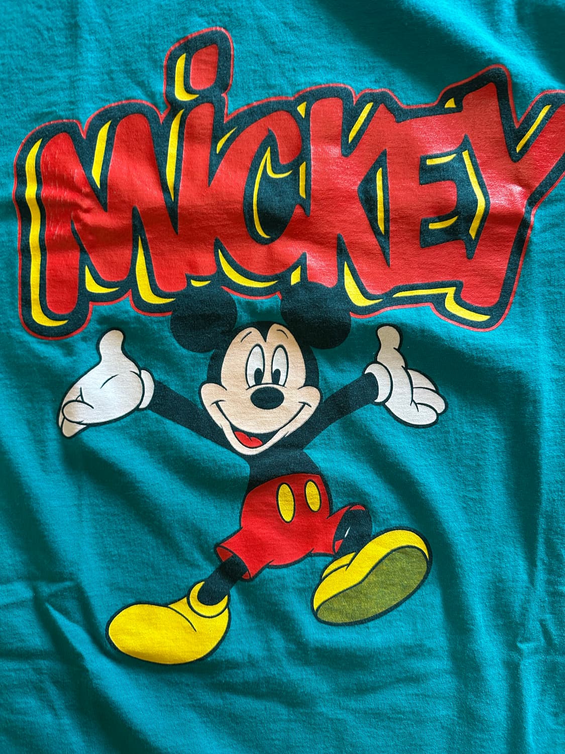 90s 디즈니 미키마우스 "그래피티 로고" 싱글스티치 - XL 상품이미지2