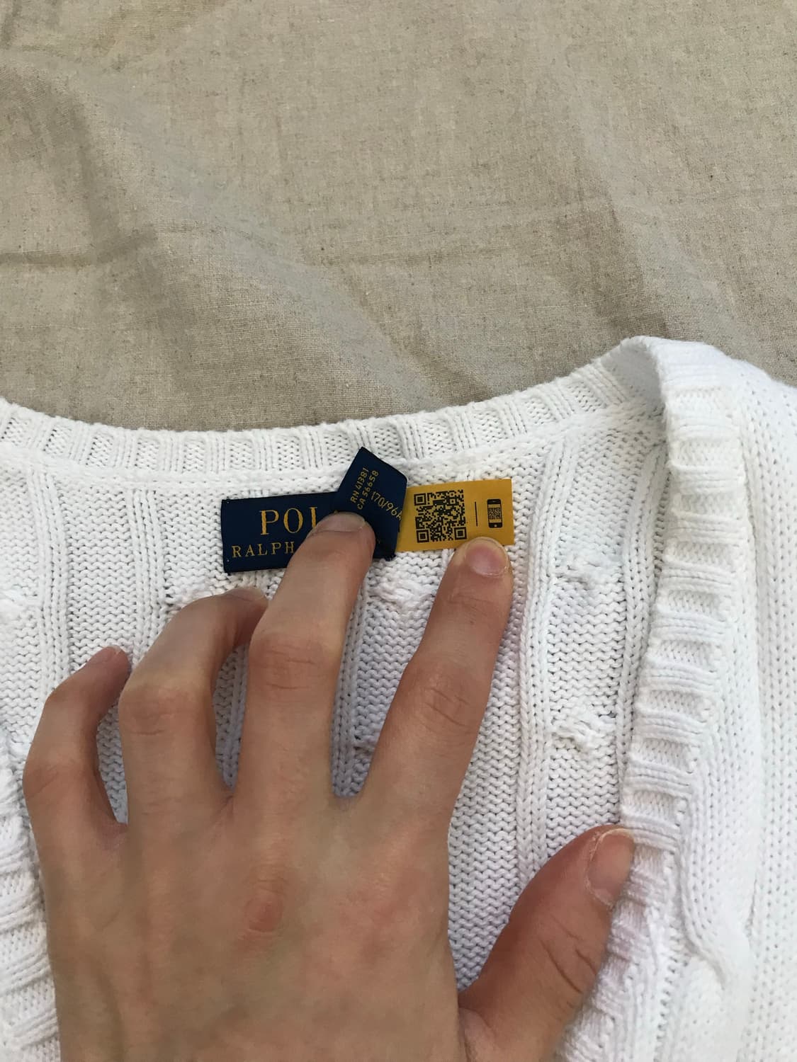 폴로 랄프로렌 포니로고 QR코드택 케이블 브이넥 니트 상품이미지8