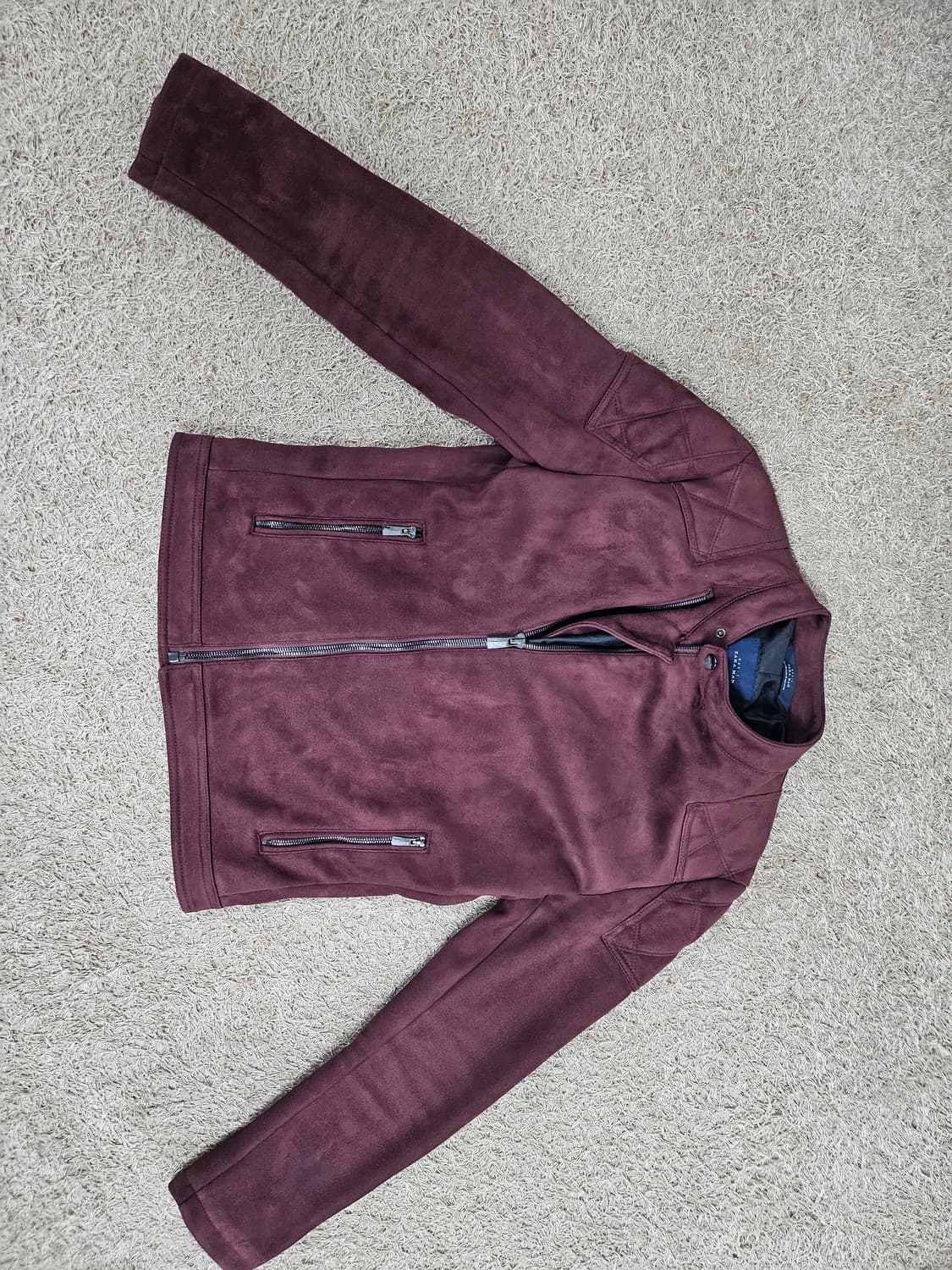 자라맨 ZARA 스웨이드 라이더 자켓 버건디 상품이미지2