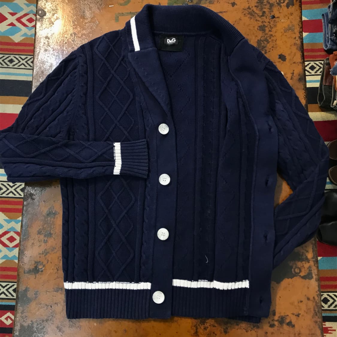 돌체 앤 가바나 네이비 케이블 숄 카라 가디건 여성 55 66 사이즈  상품이미지6