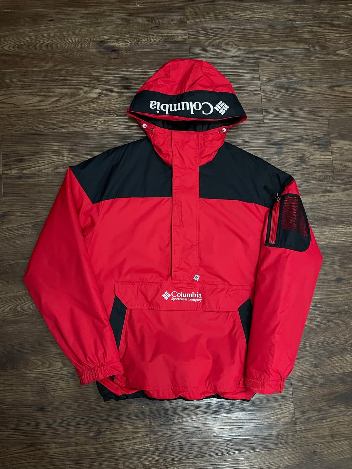 컬럼비아 풀오버 아노락 패딩 자켓 레드 상품이미지3