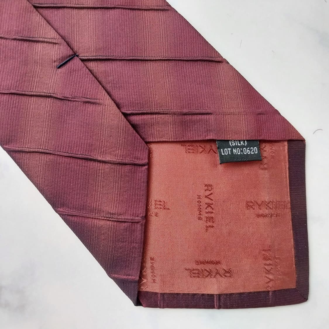 소니아 리키엘 실크 와인 스트라이프 넥타이 10cm A+등급  K1211 상품이미지10
