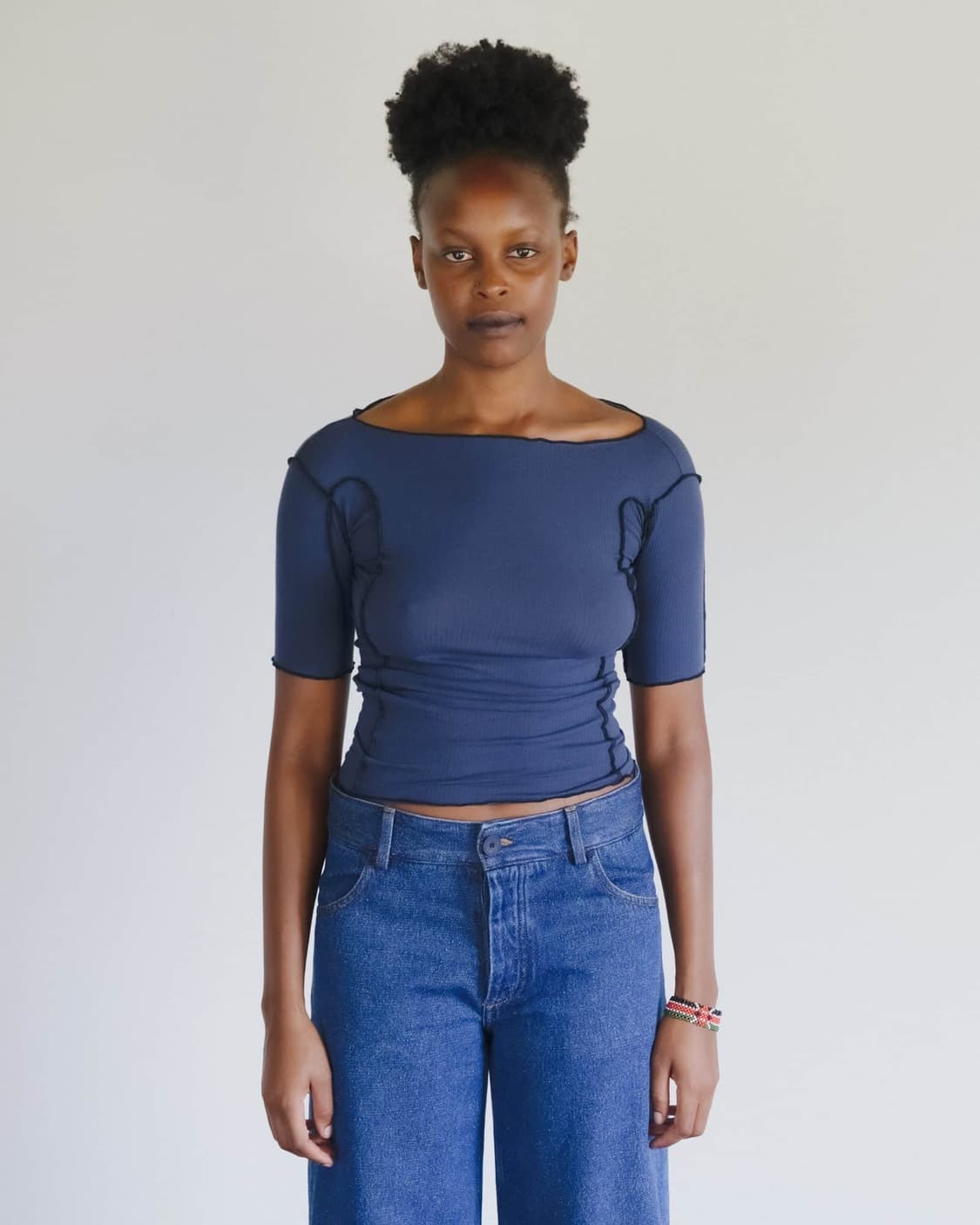 [XS,S,M]베이스레인지 Omato 3/4 탑/블루 상품이미지1