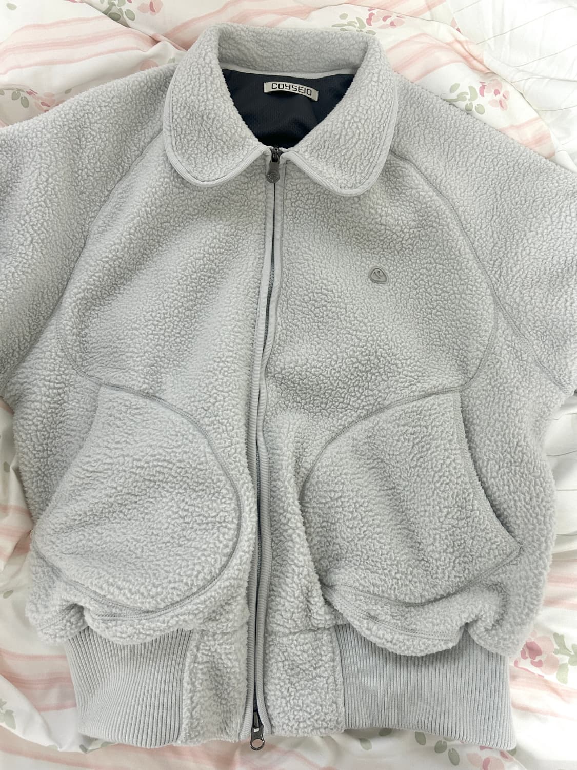 ROUND COLLAR FLEECE JACKET LIGHT GREY 상품이미지1