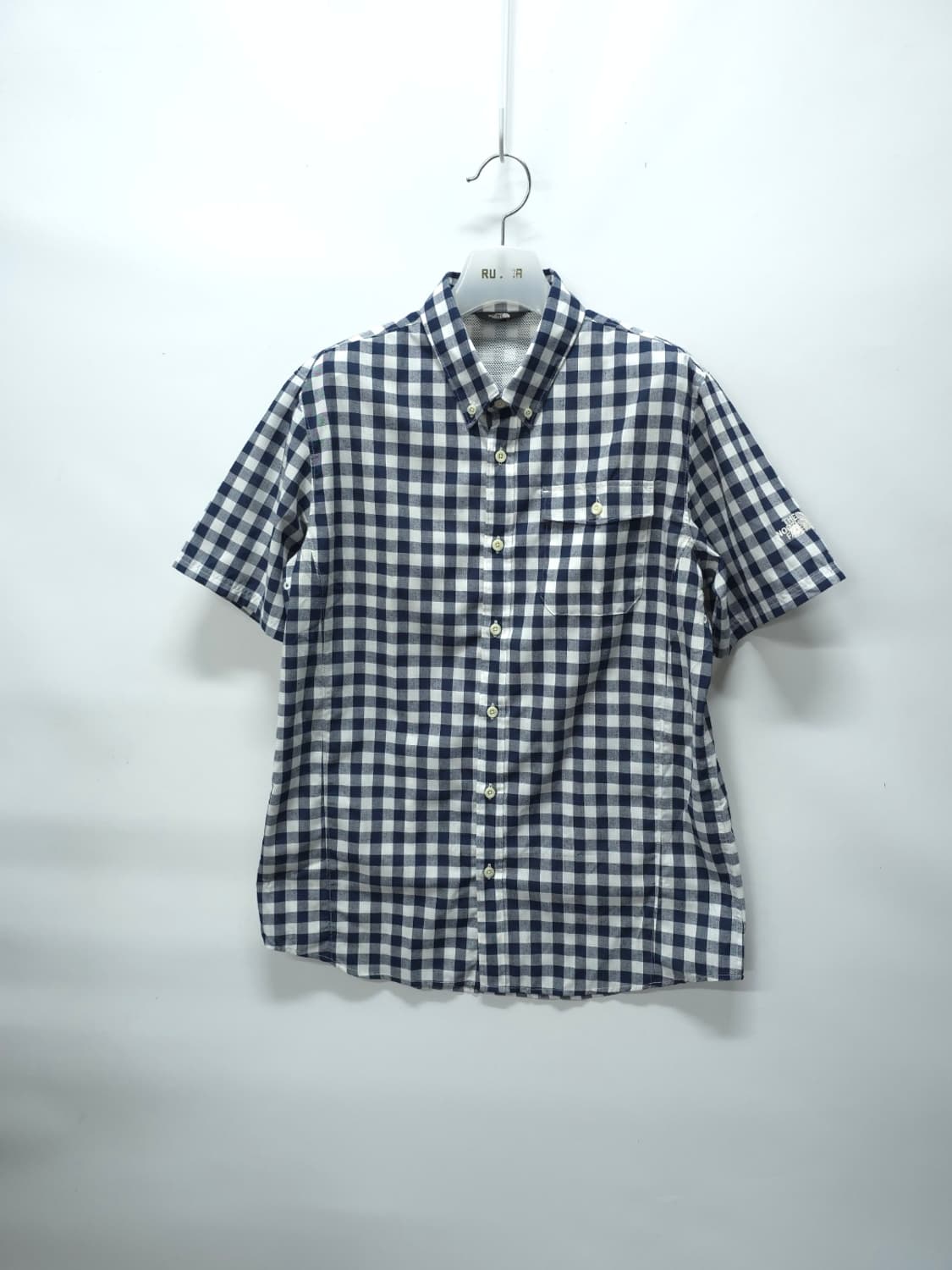 노스페이스 깅엄 체크 버튼다운 반팔 셔츠 (100) 상품이미지1