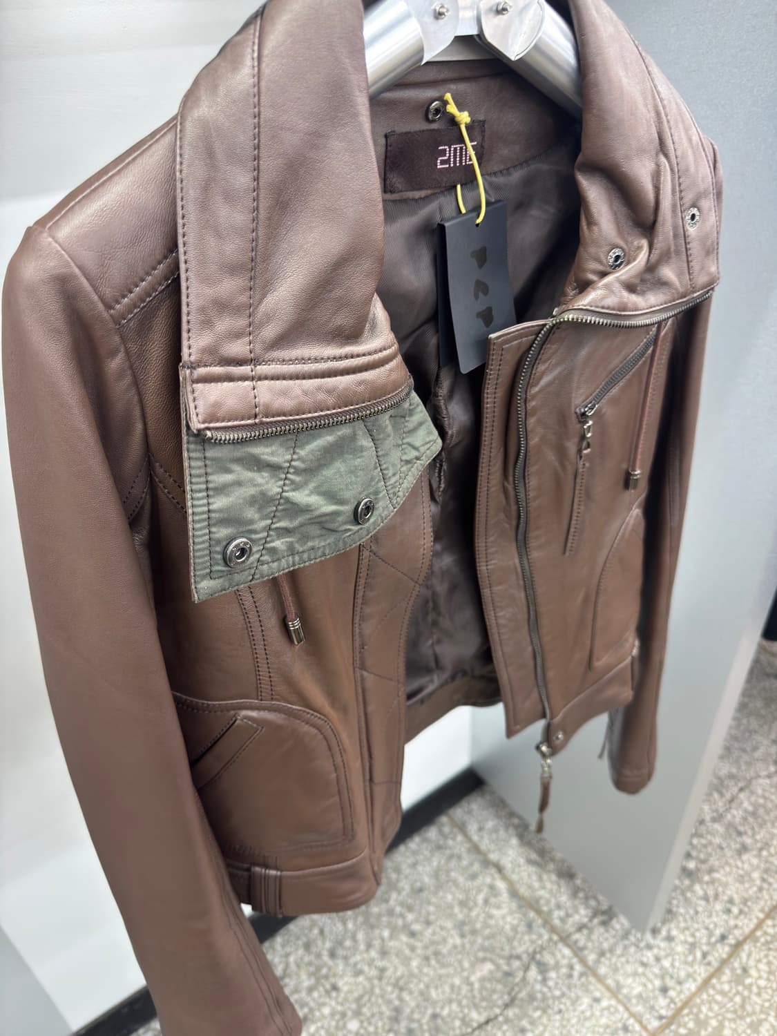 High-neck lamb leather jacket 상품이미지4