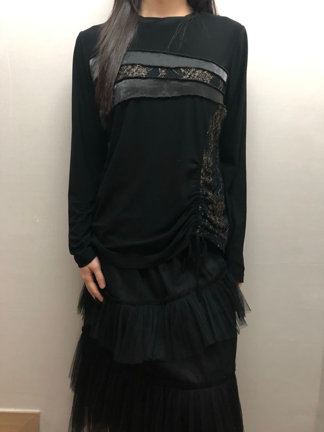 빈티지 블랙 오리엔탈 셔링 탑 상품이미지2