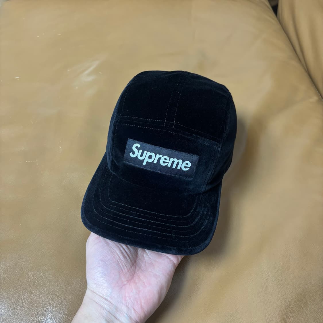 슈프림 캠프캡 모자 박스로고 벨벳 블랙 상품이미지2