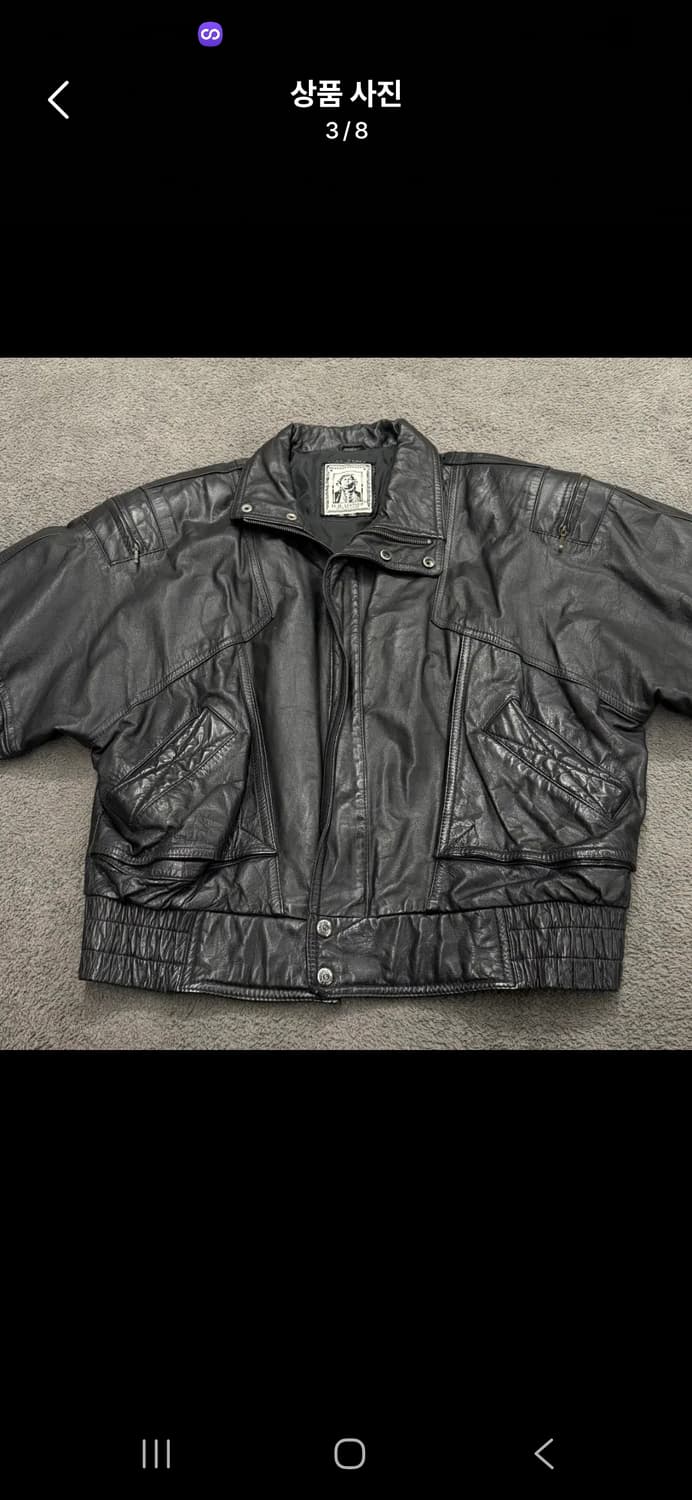 [정품/M]  h.b leather 블랙 가죽 봄버 자켓 c1 상품이미지3