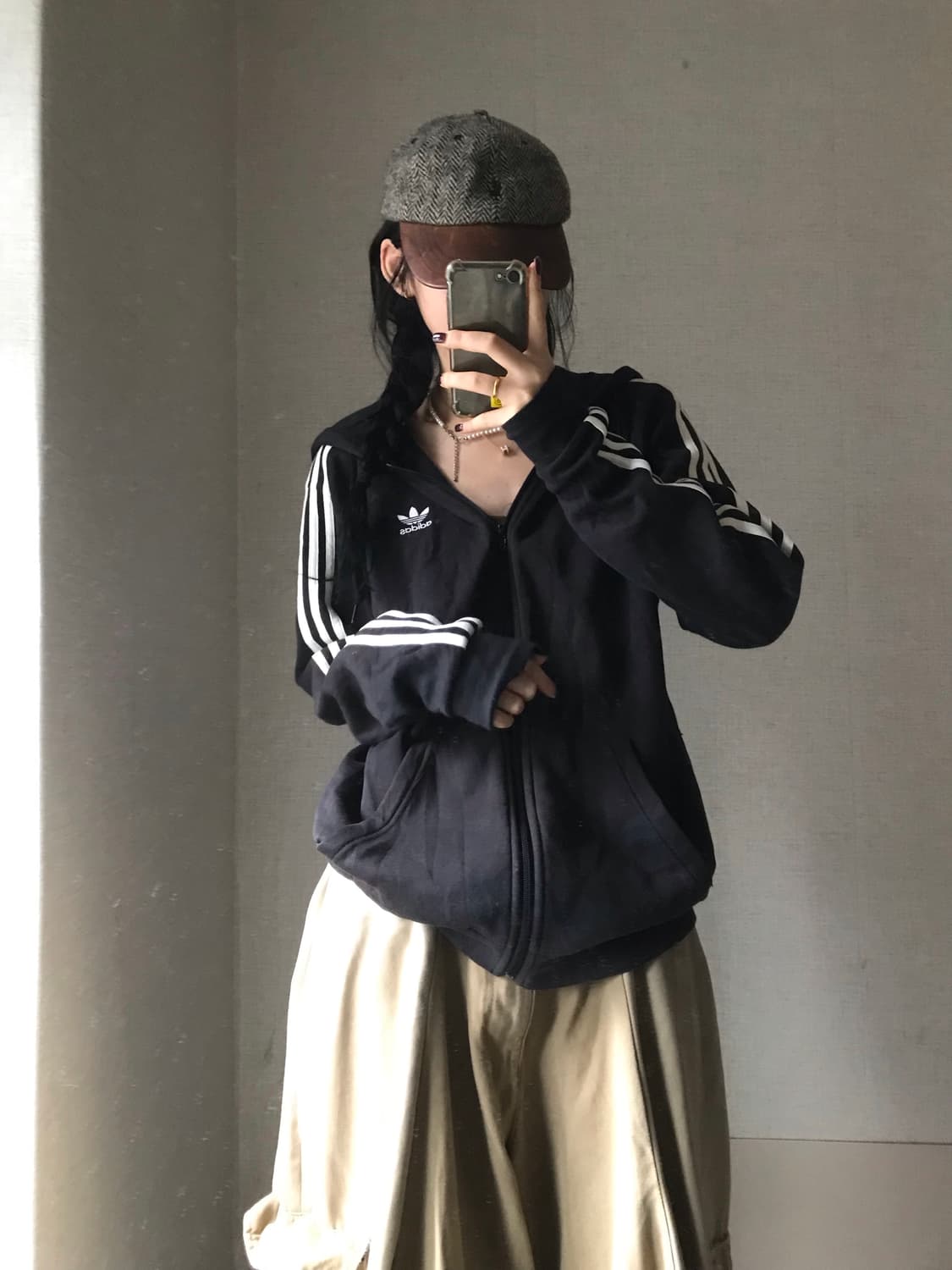아디다스 블랙 오버핏 후드집업 상품이미지3
