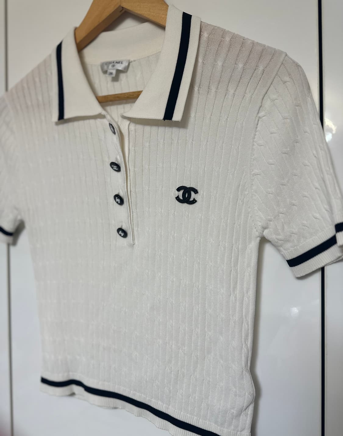 샤넬 화이트 반팔 니트 36사이즈 정품 상품이미지3
