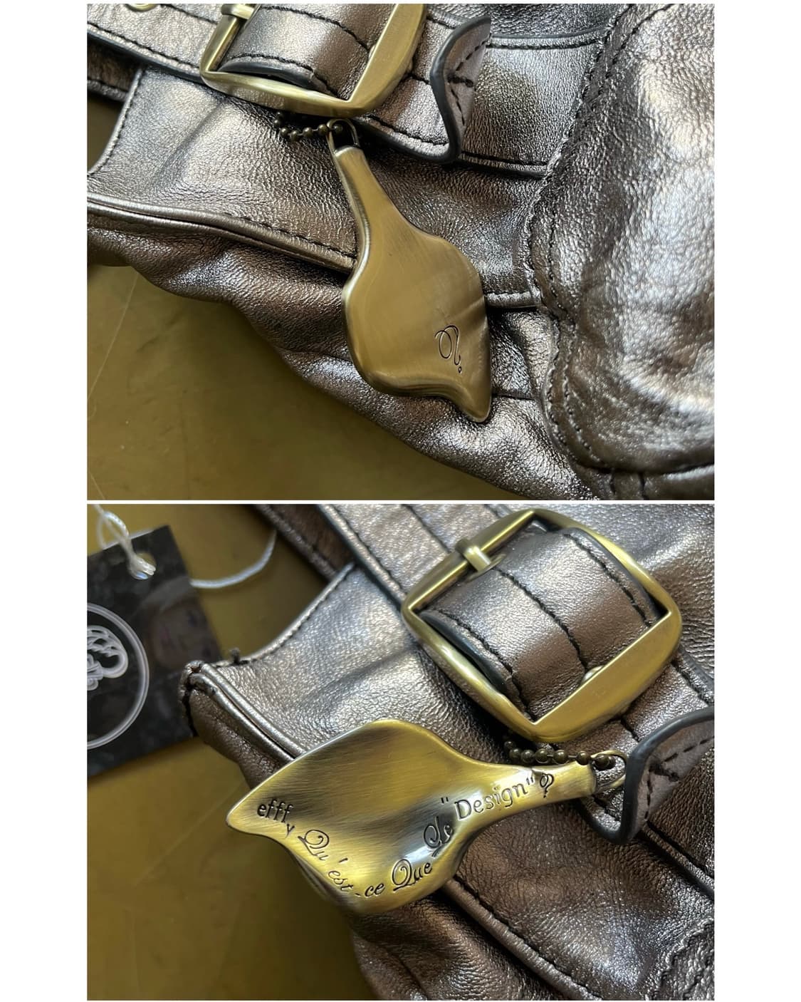 efffy Lambskin Leather Silver Motor Bag 상품이미지6