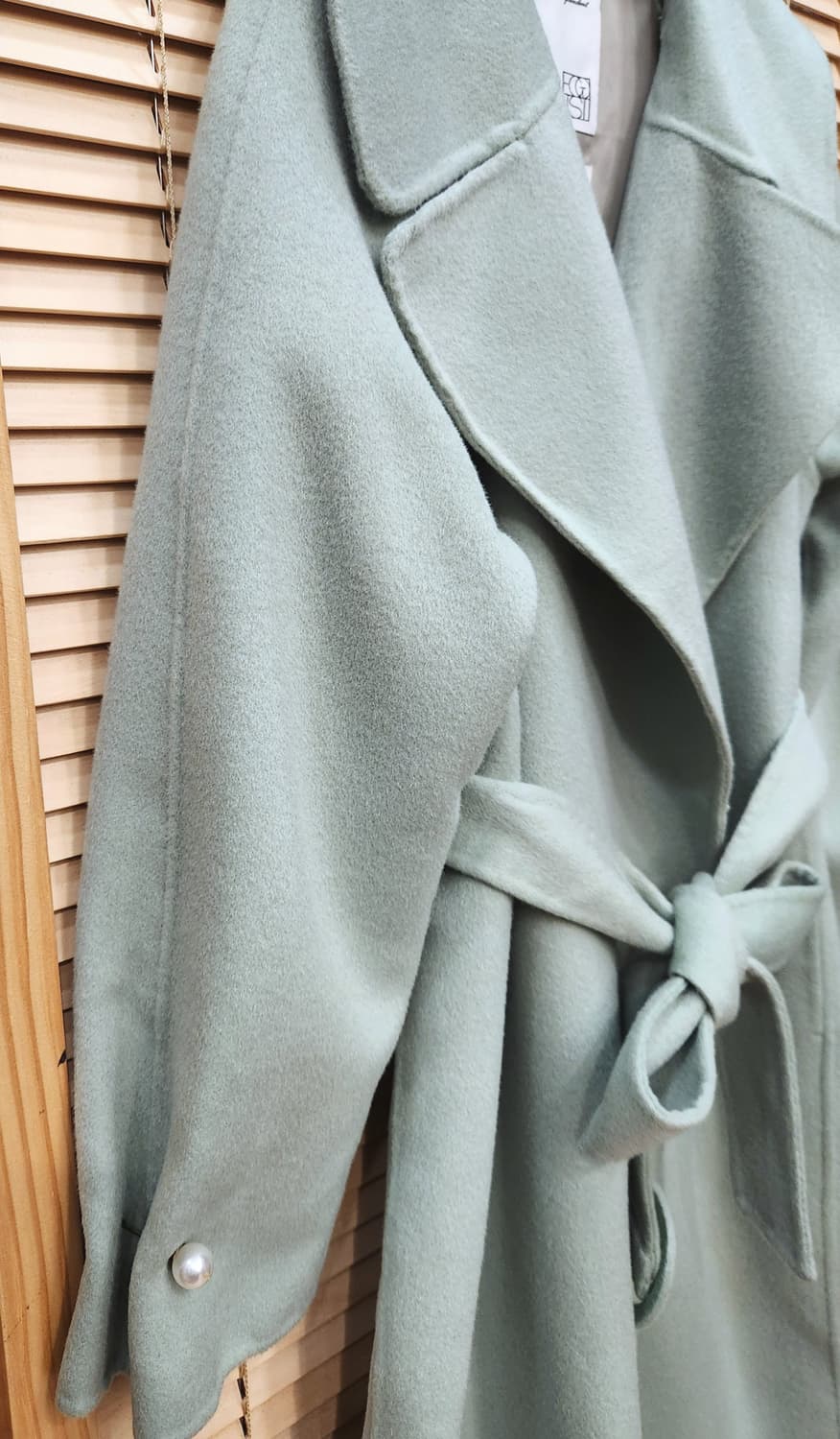 (에고이스트)진주소매 민트 핸드메이드 코트 상품이미지2