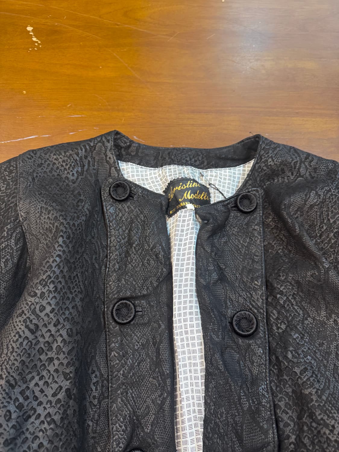 일본빈티지 패턴 레더 크롭 트위드 자켓 B160 상품이미지2