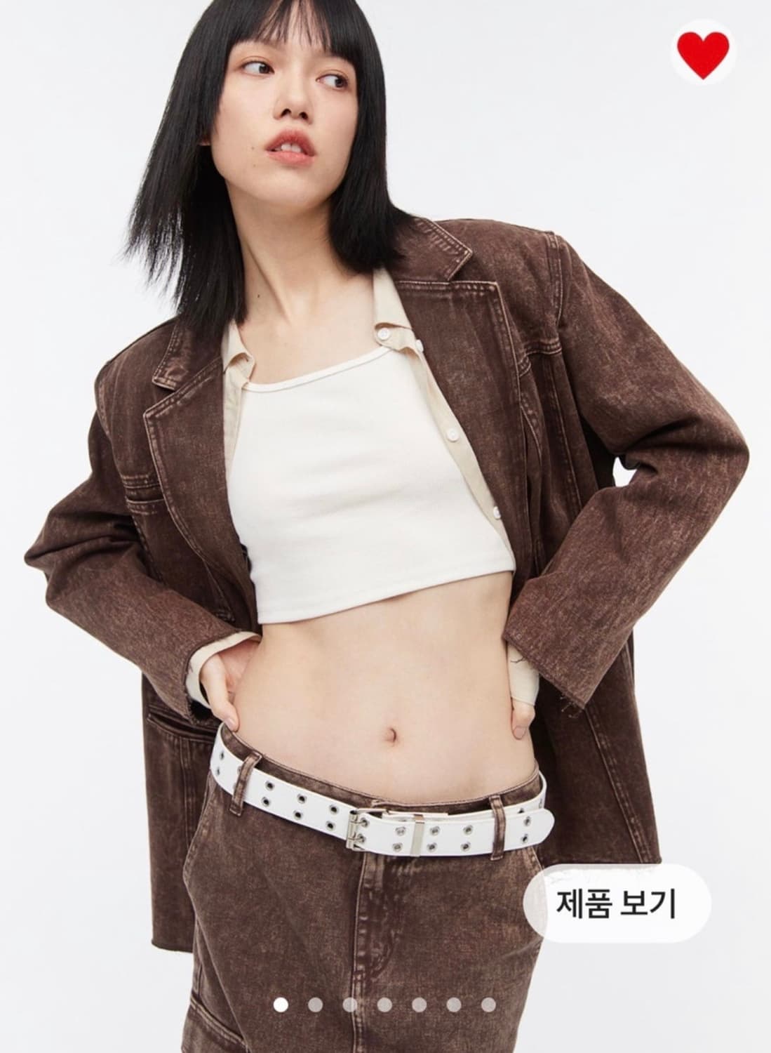 h&m 오버사이즈 데님 브라운자켓  상품이미지3