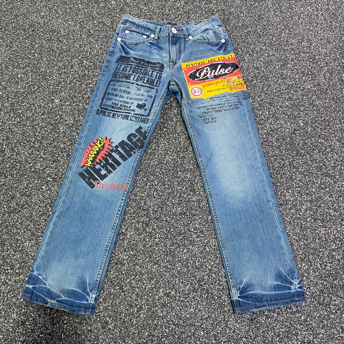 빈티지 D pulse 페인트 프린팅 워싱 데님 팬츠 B4039 상품이미지3