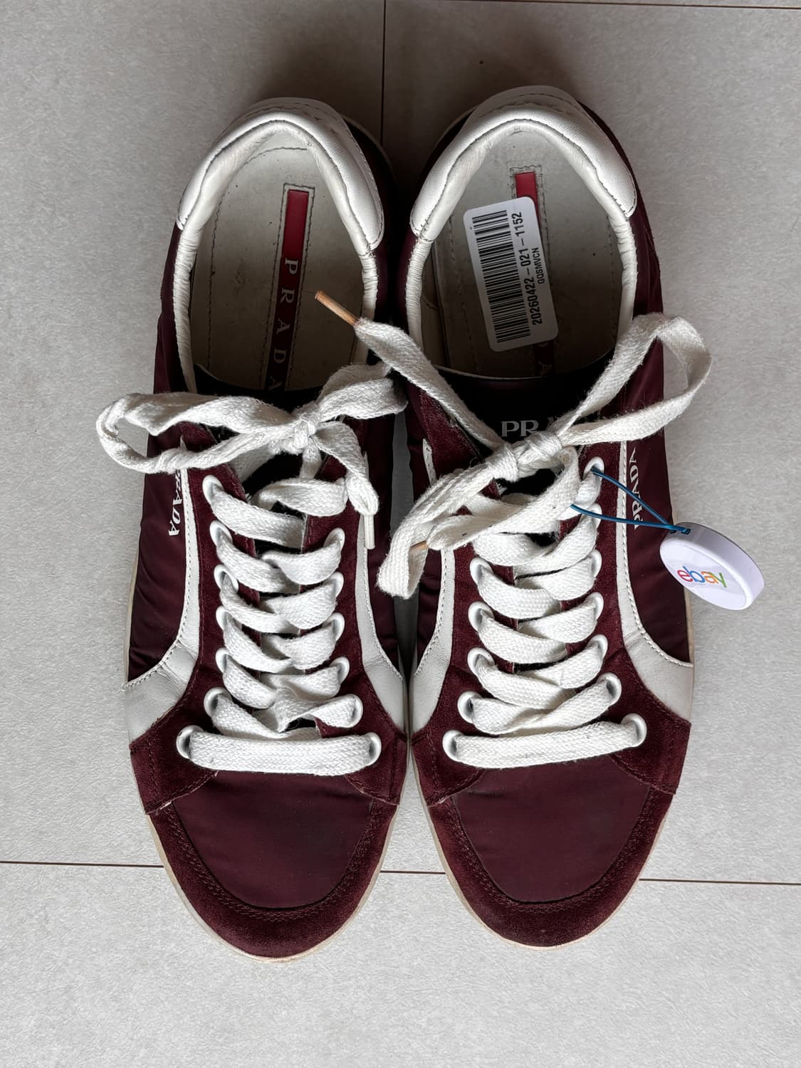 PRADA 버건디 나일론 스웨이드 빈티지 스니커즈 상품이미지3