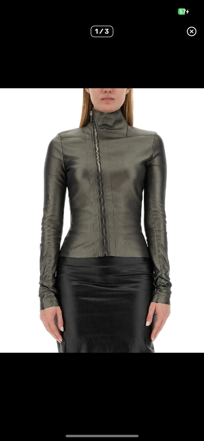 릭오웬스 게리 메탈릭 레더 바이커 자켓 상품이미지1