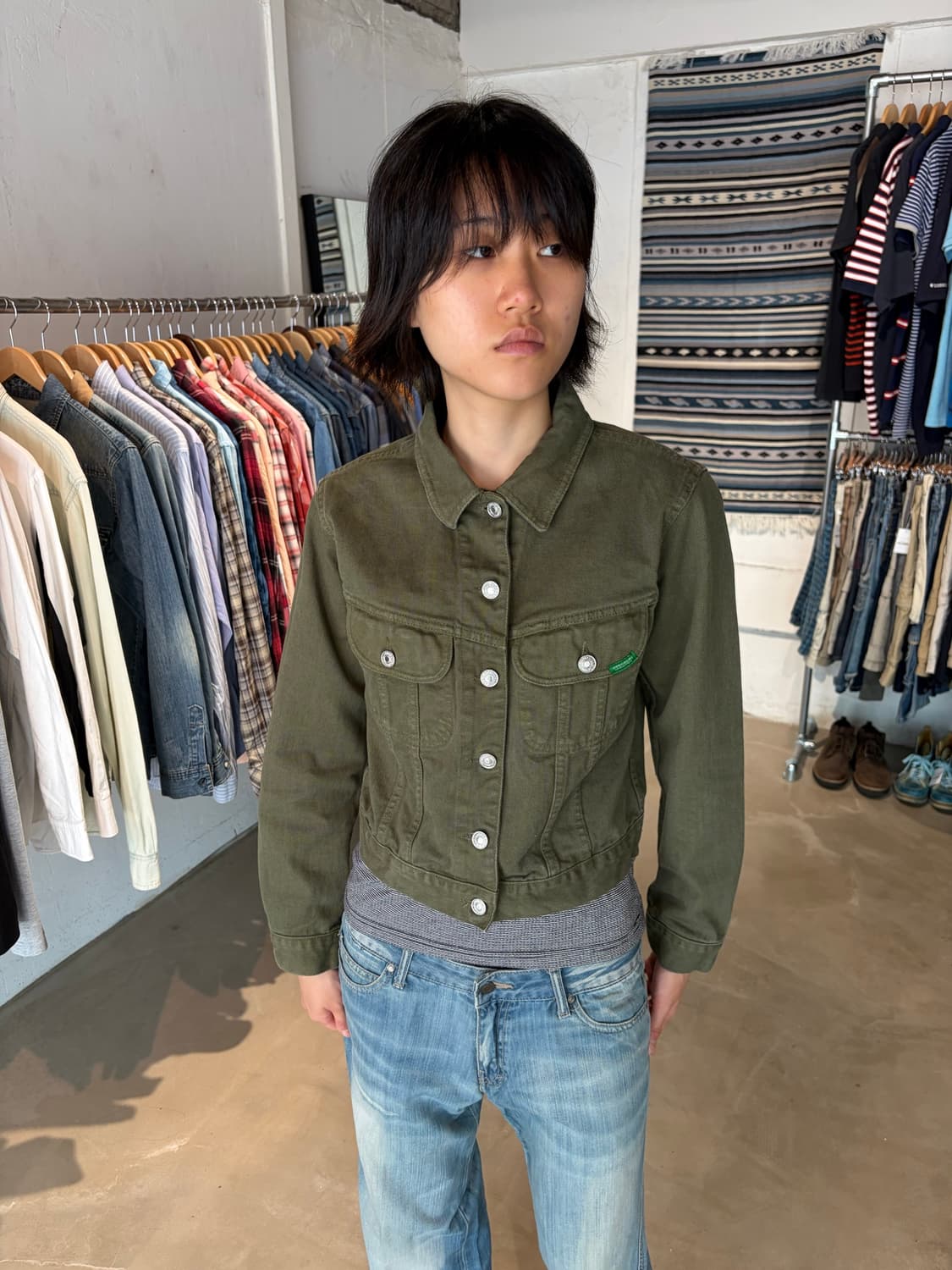 Benetton 블루 패밀리 트러커 자켓 S 상품이미지2