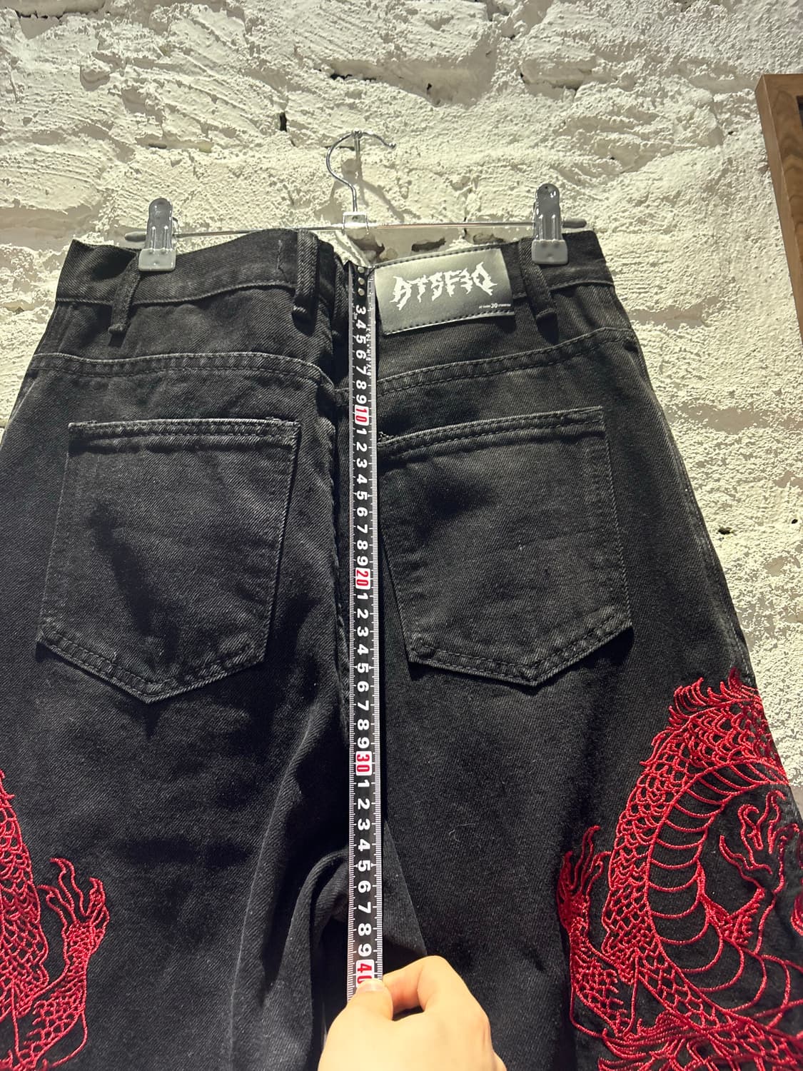 ATSF30 드래곤 자수 배기 와이드 블랙 진 상품이미지7