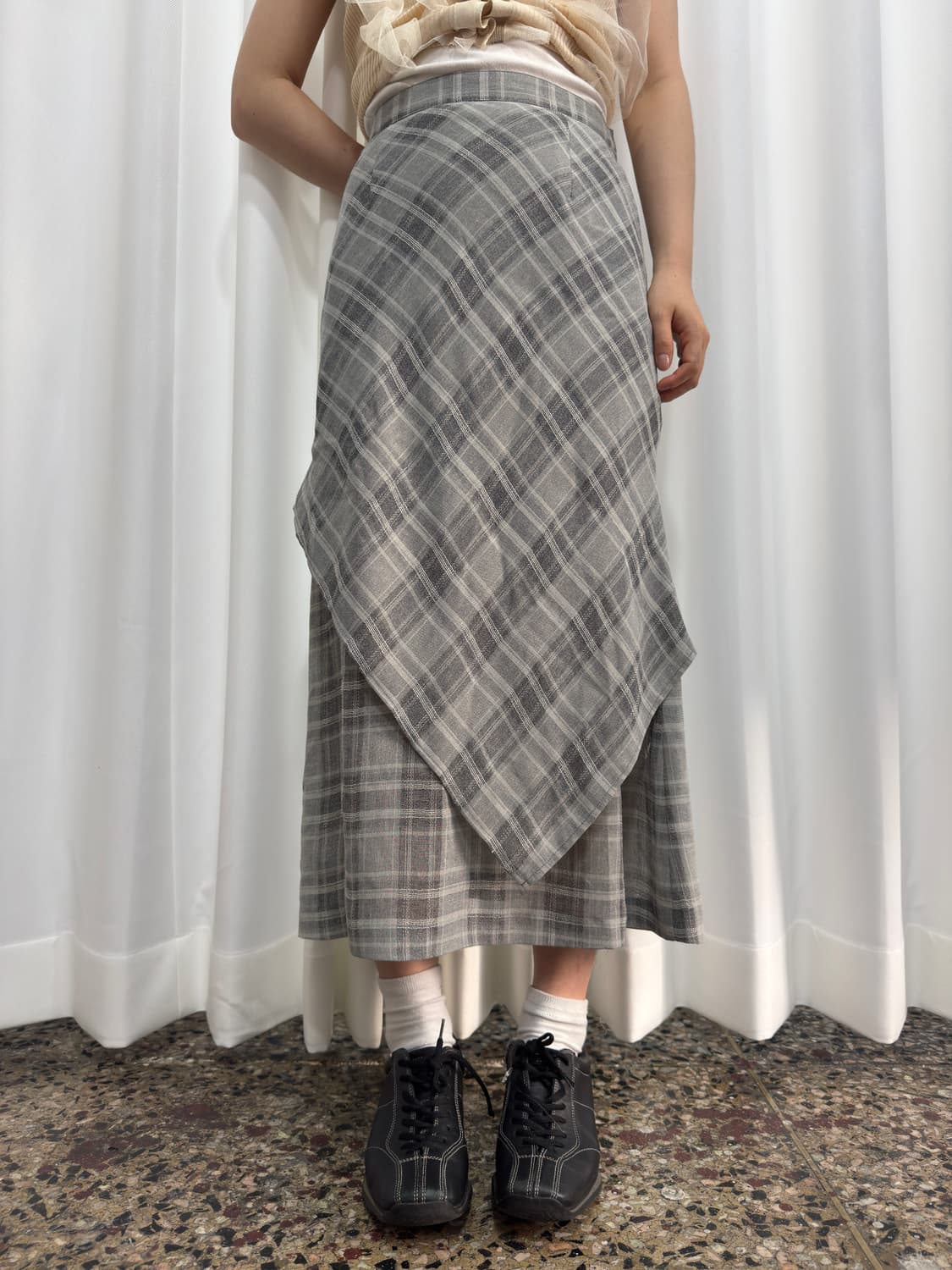 check layered skirt 상품이미지3