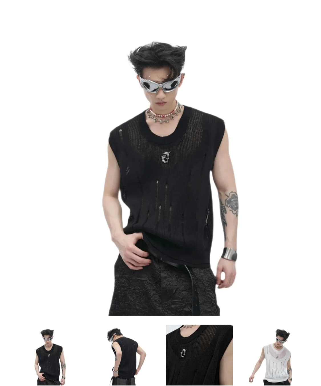 ARGUE CULTURE 찢어진 그물 탑 나시 사이즈M 미착용 상품이미지2