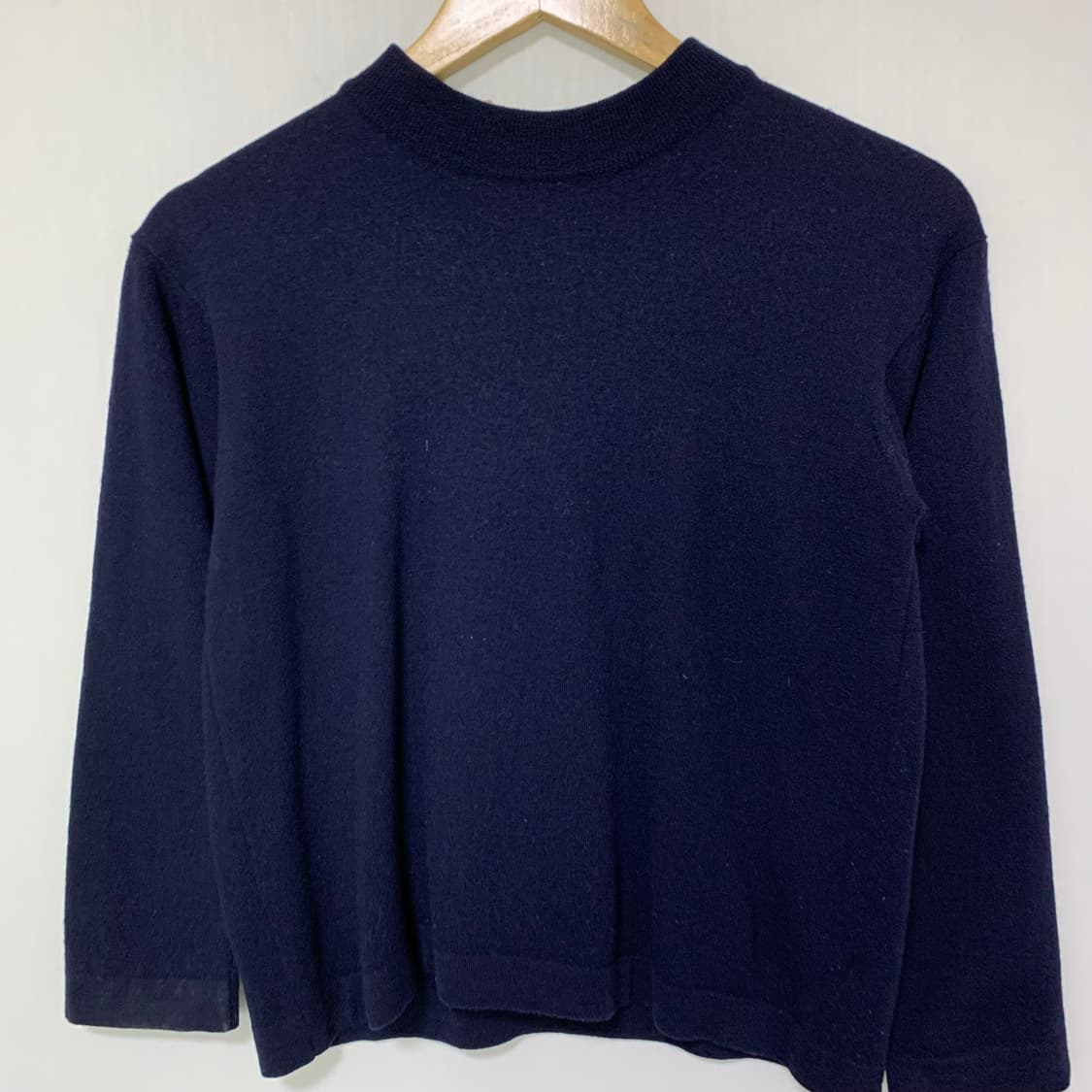 캐시미어 100% 네이비 모크넥 7부 소매 크롭 여성 이태리 빈티지 니트 상품이미지2