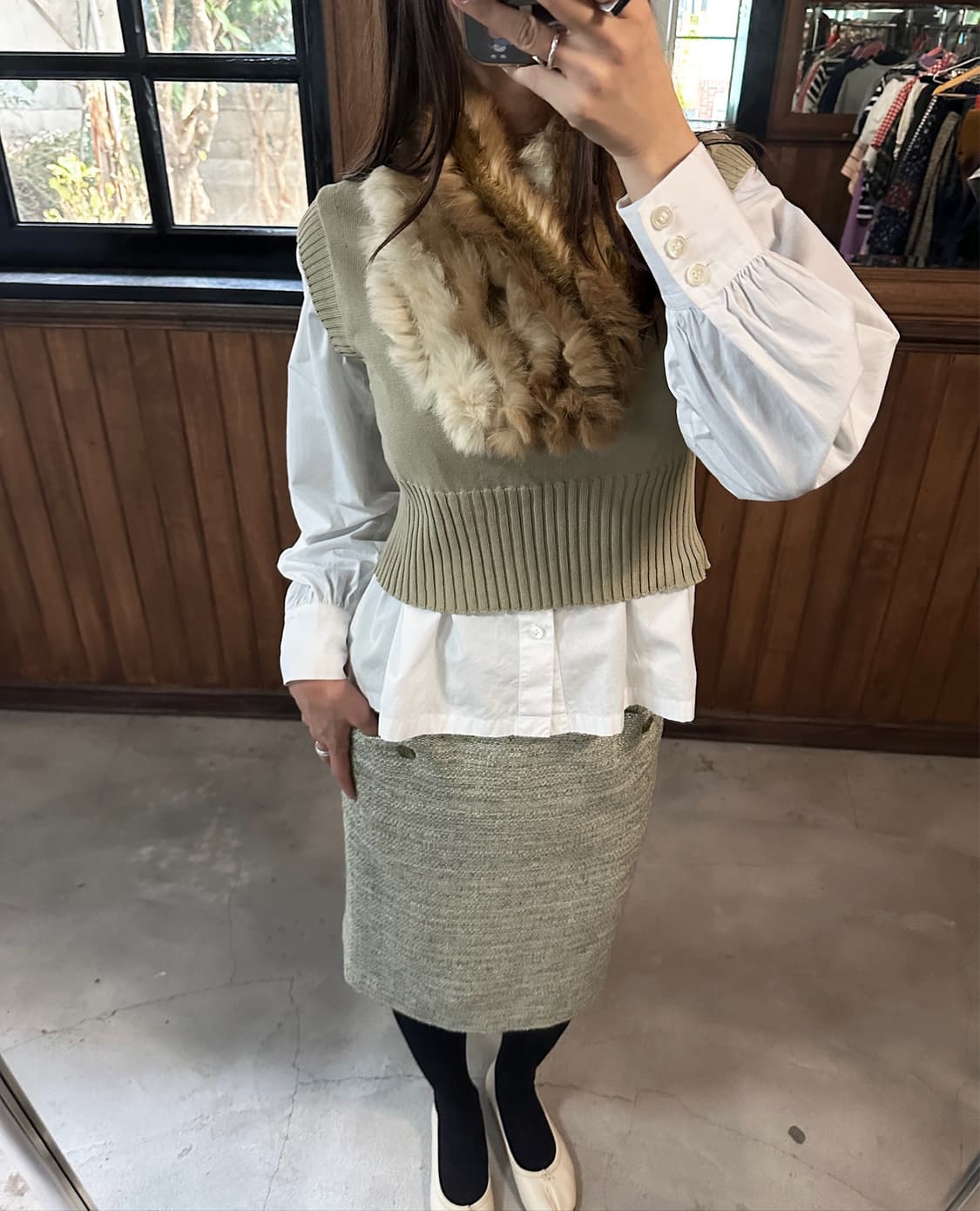 REFLECT brown fur muffler 상품이미지5