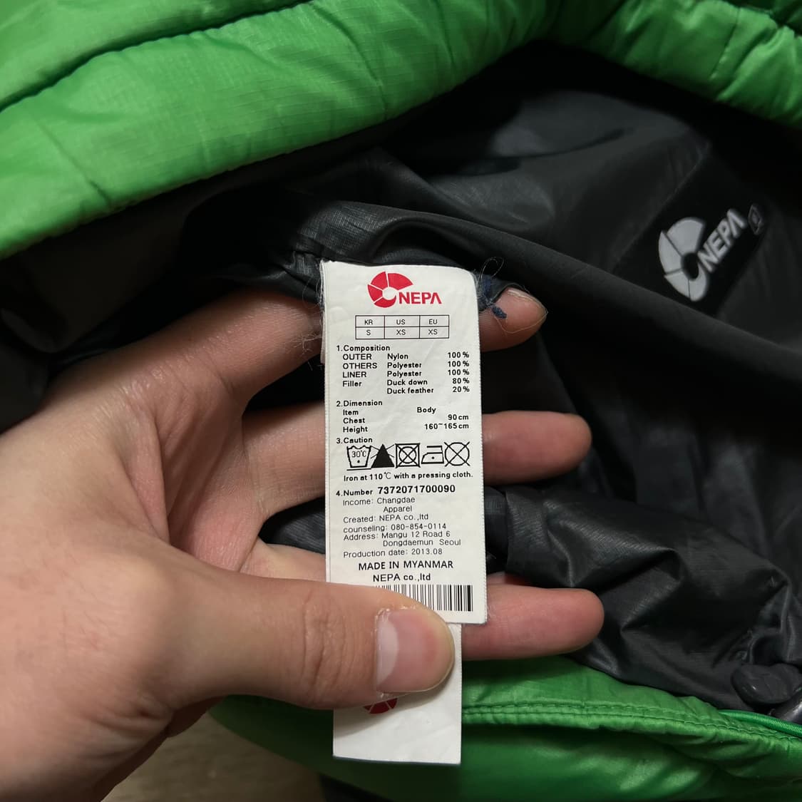 네파 덕다운 투톤 배색 유틸리티 후드 패딩 점퍼 [그린] S/90 상품이미지7