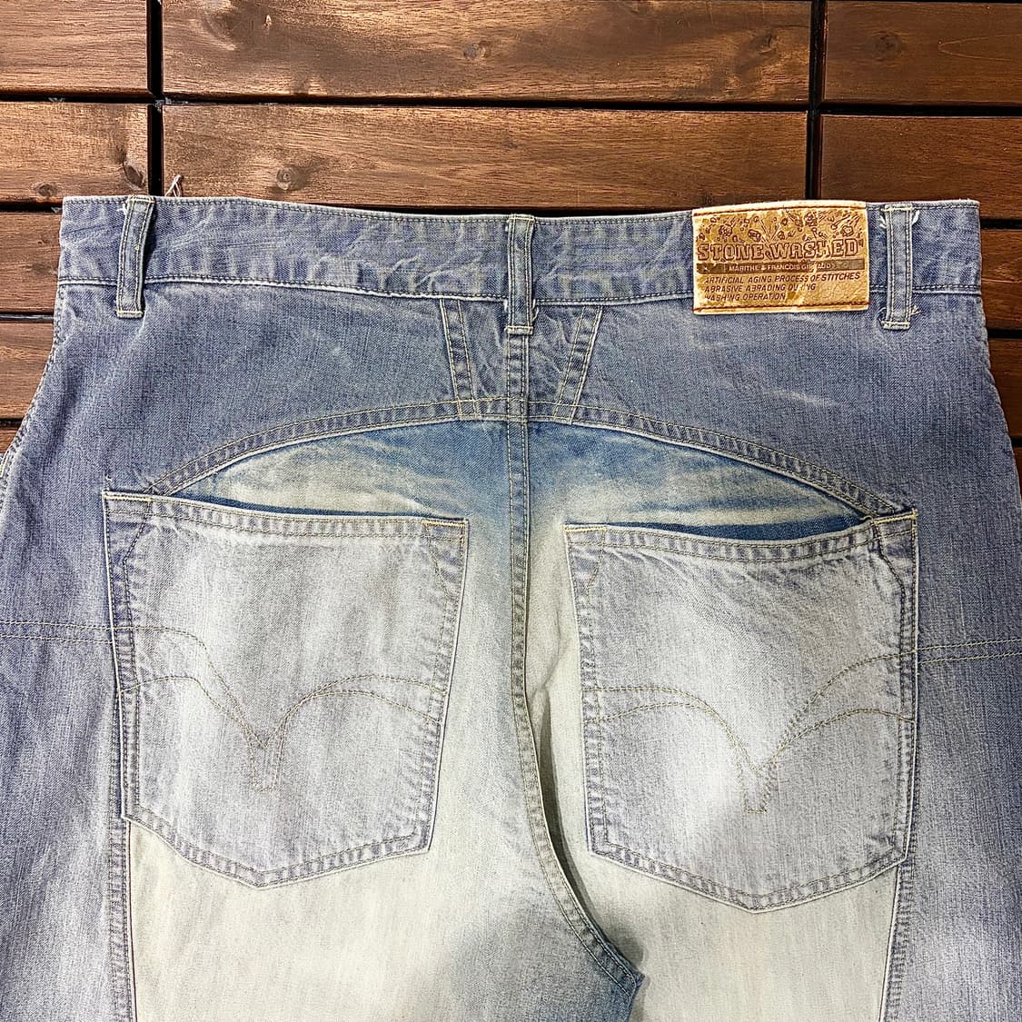 90s 마리떼 프랑소와 저버 스톤워싱 데님 팬츠 (34) 상품이미지2
