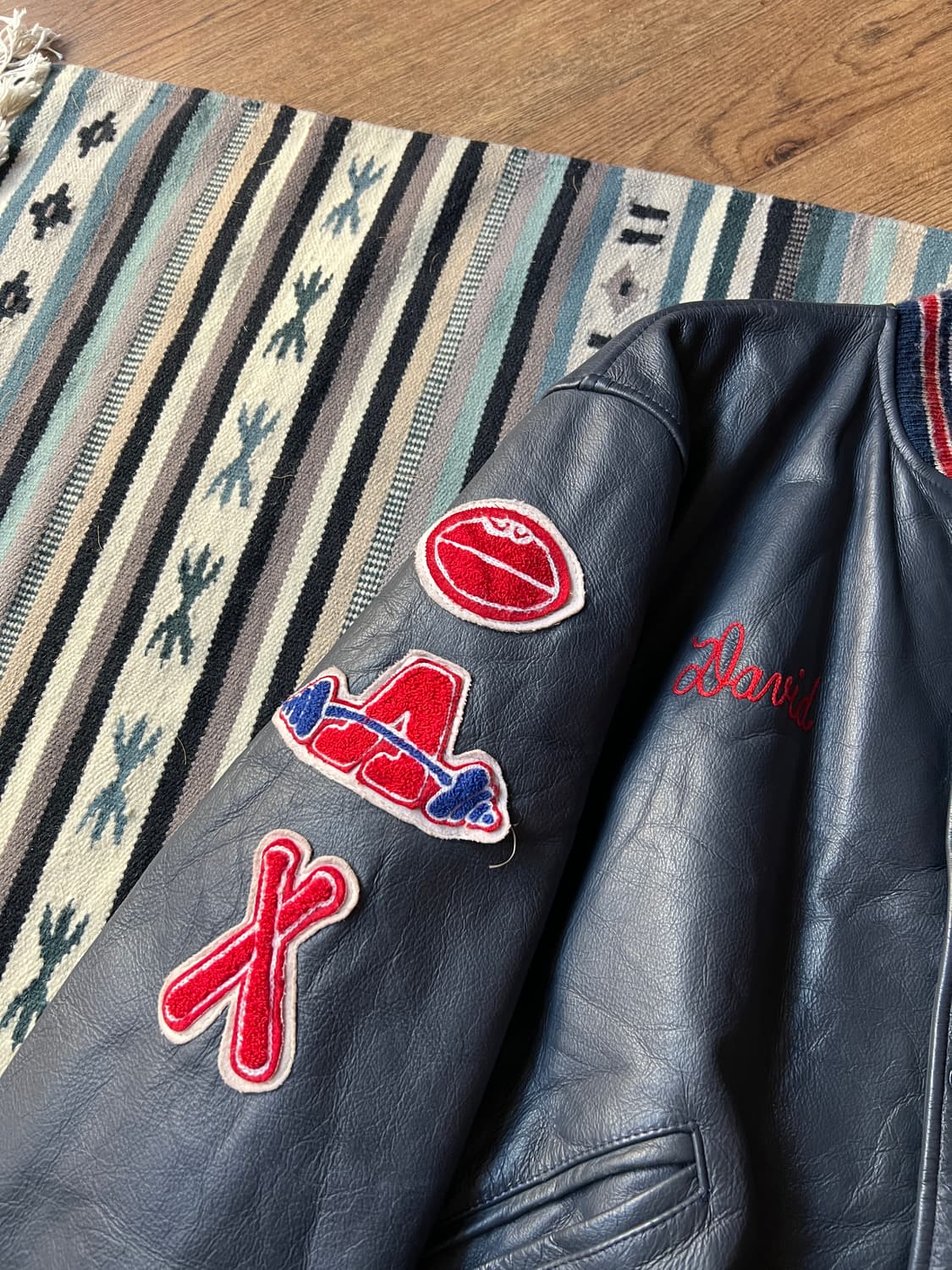 [L]90's Made in USA 올스타 리얼레더 바시티 자켓 상품이미지5