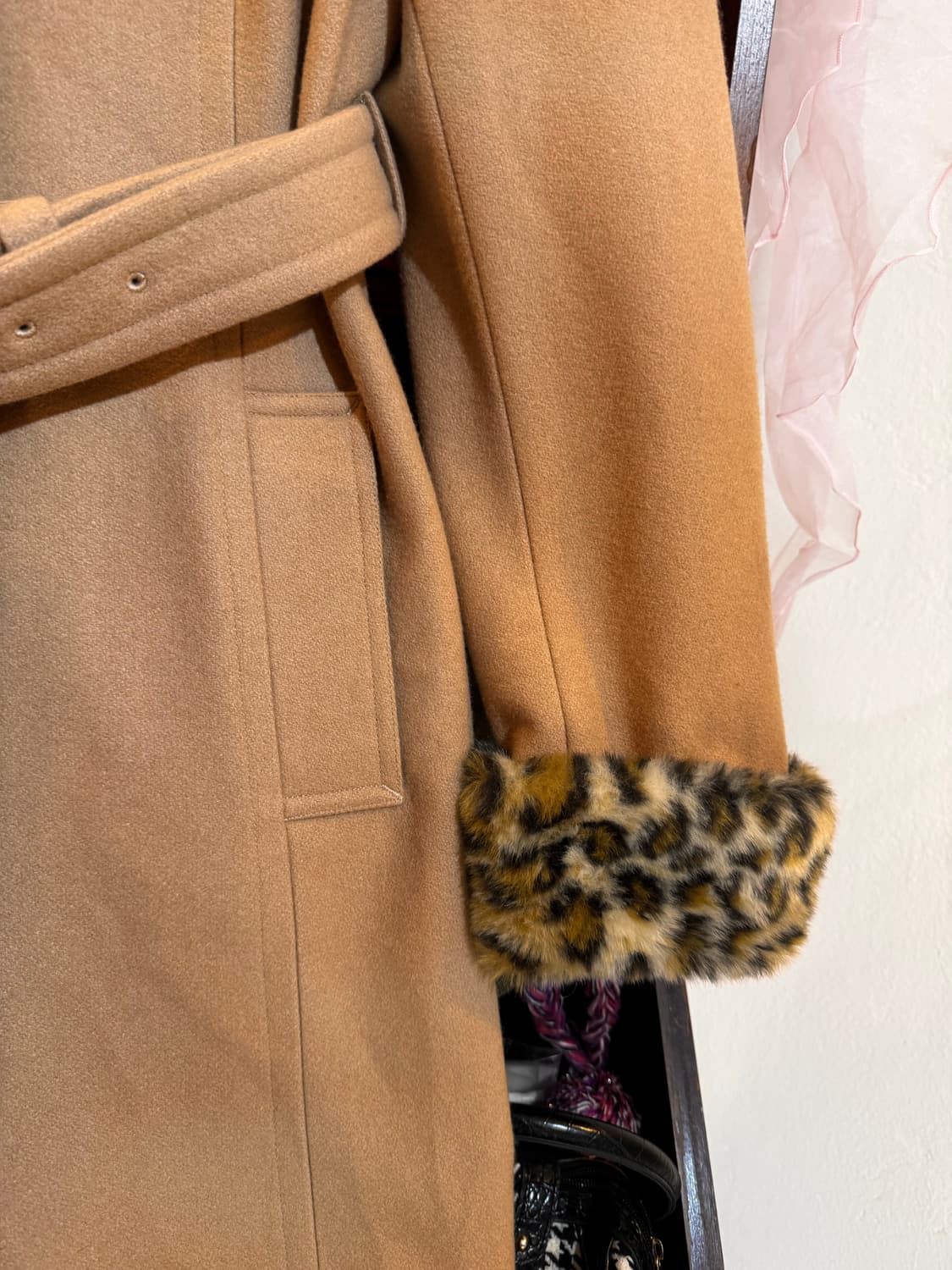 레오파드 퍼 트림 코트 상품이미지5