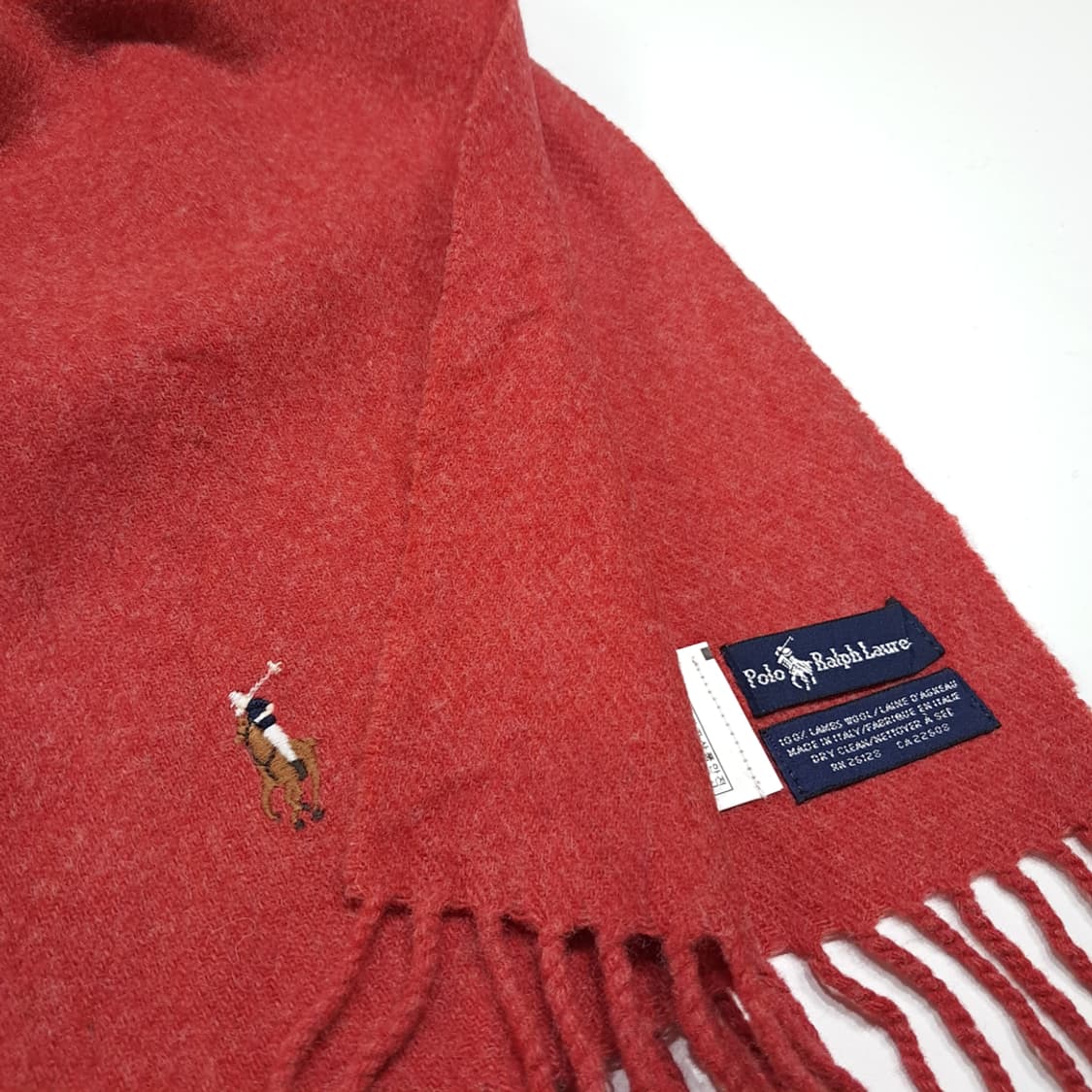MX609 폴로 90s 이태리판 램스울 포니자수 레드 머플러 목도리 상품이미지4