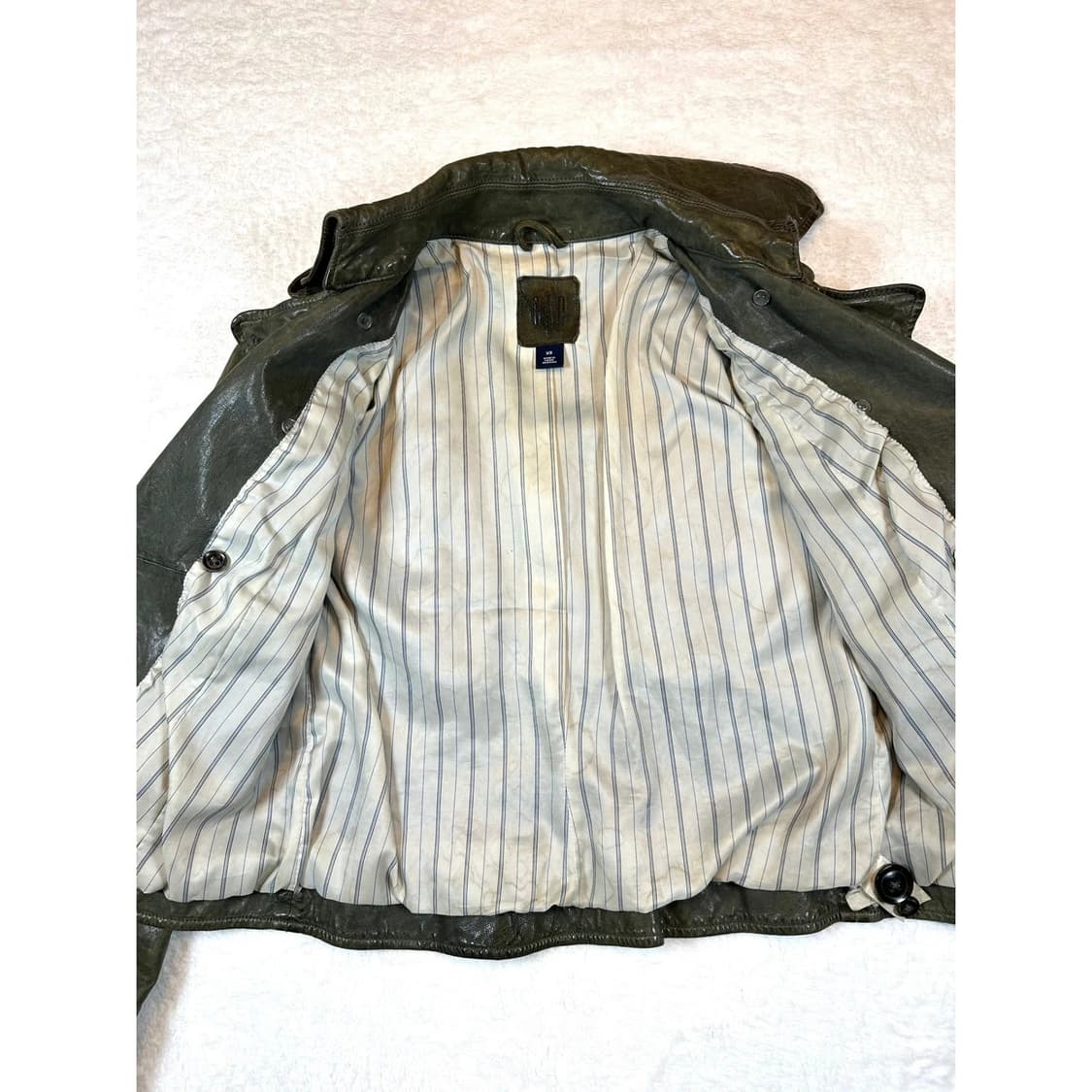 올드 갭 레더 피코트 올리브 상품이미지6