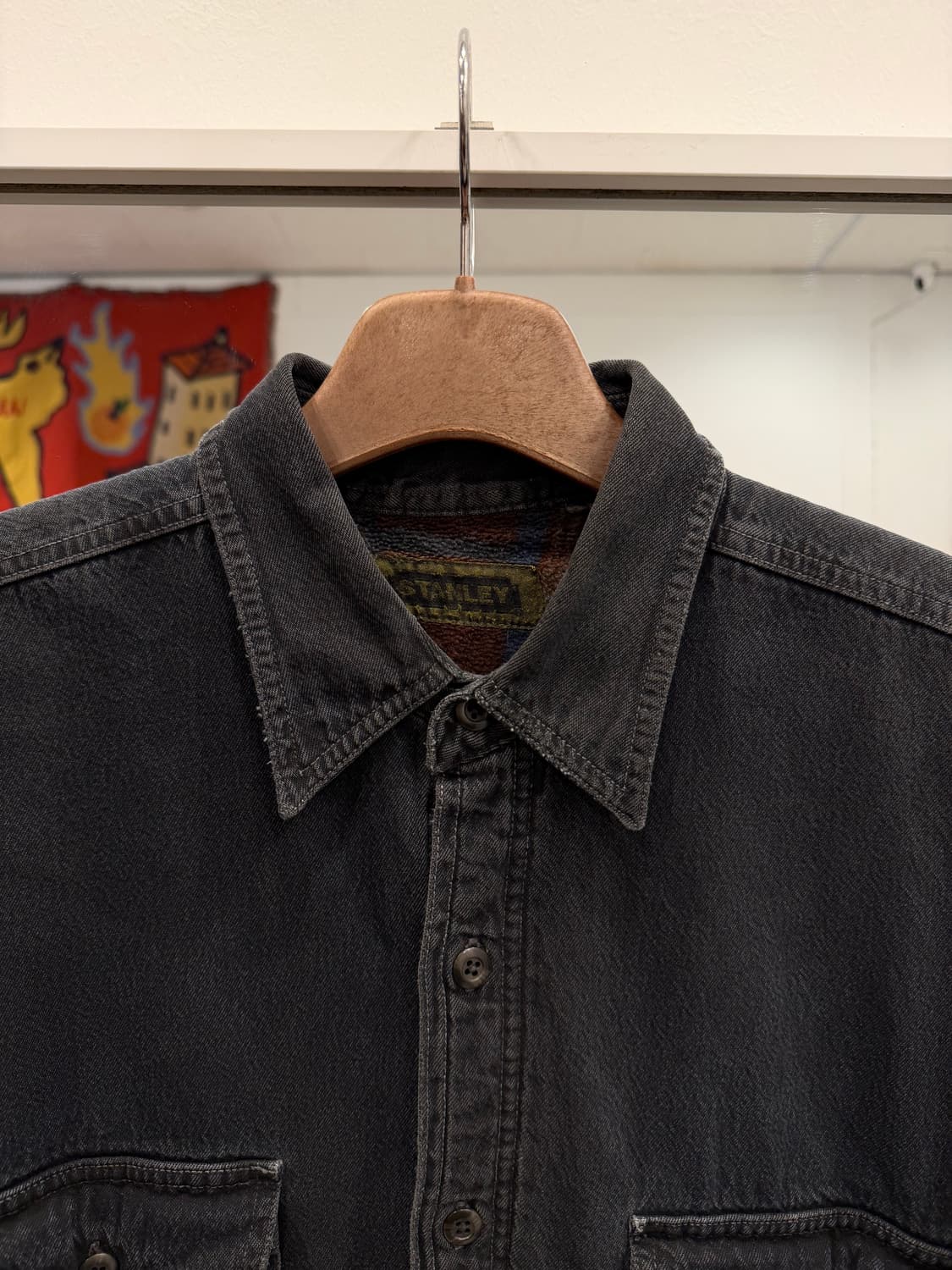 Stanley 빈티지 흑청 데님 플란넬 셔츠 상품이미지3