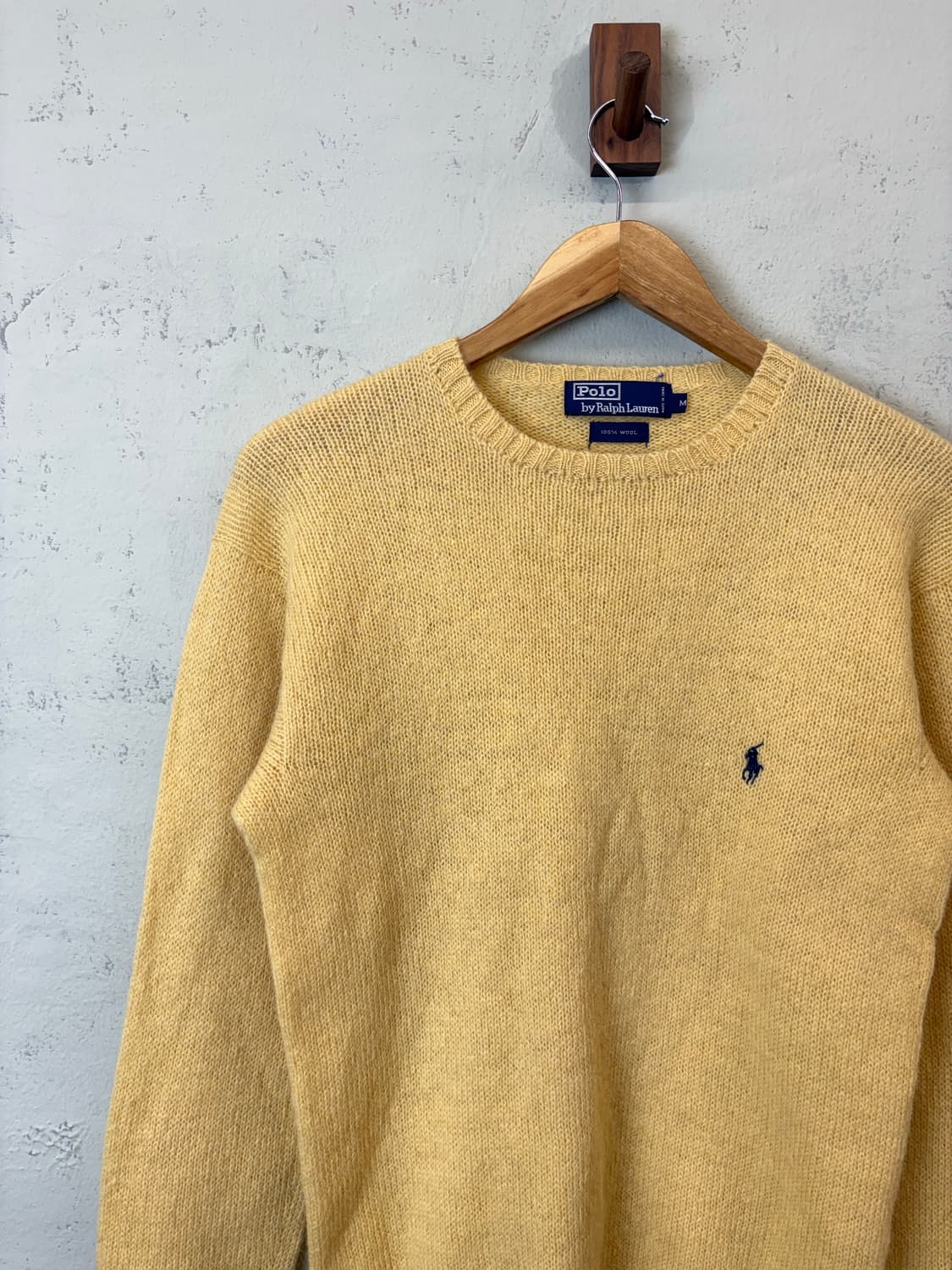 폴로랄프로렌 90s JPN 빈티지 라운드 울 니트 옐로우 상품이미지5