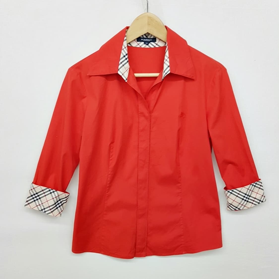 BURBERRY 버버리 런던 스판 셔츠 레드 상품이미지1