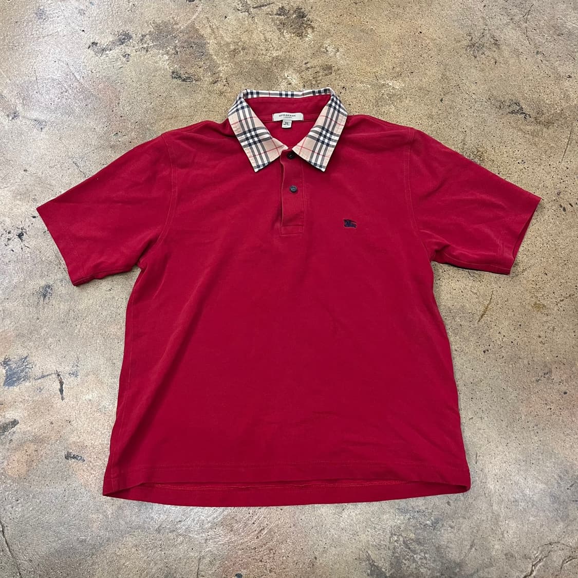 [정품/XS] 버버리 레드 체크 카라 반팔 폴로티 b17 상품이미지2