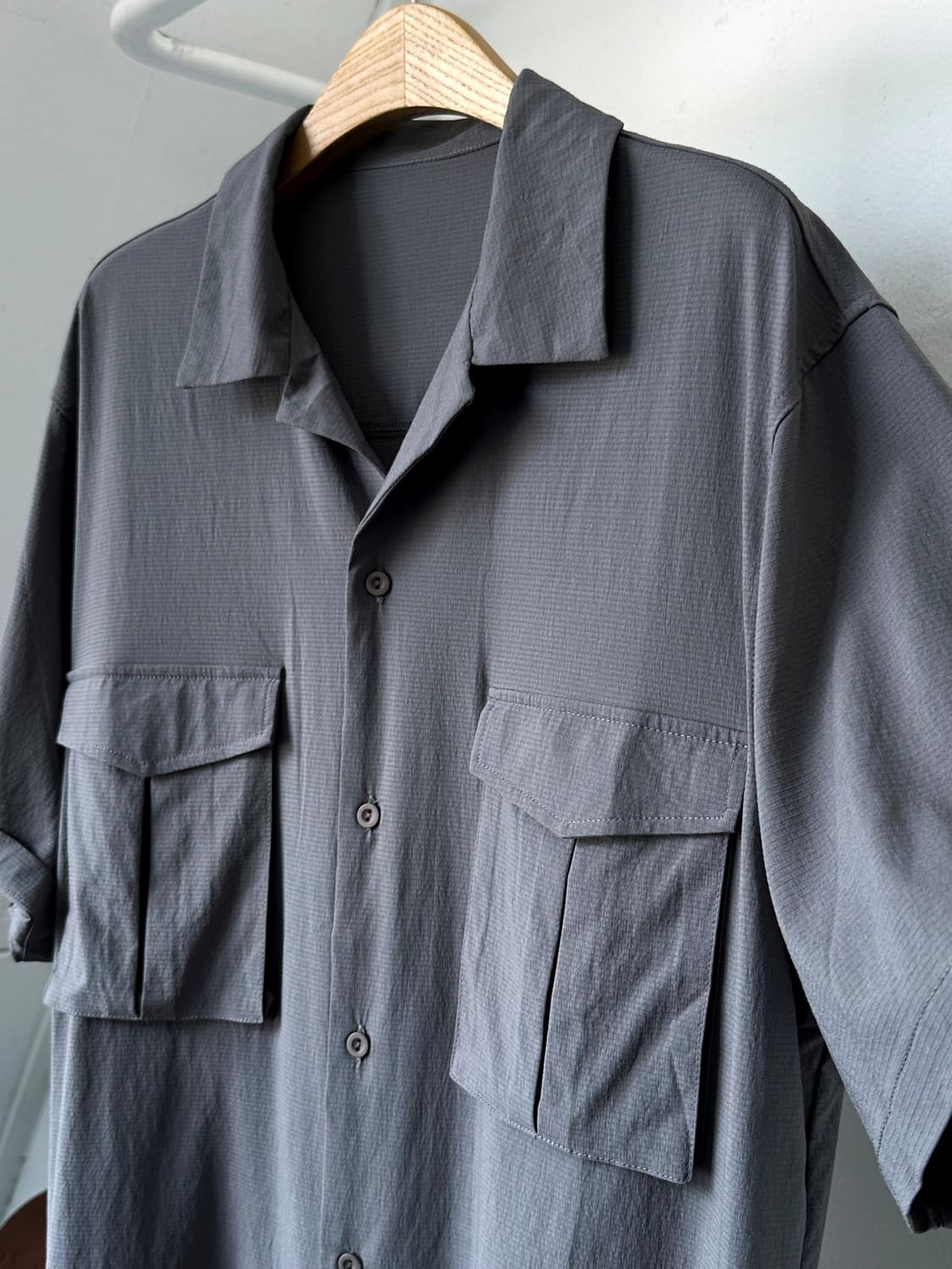 Rayon nylon blend stretched mil shirt 상품이미지1