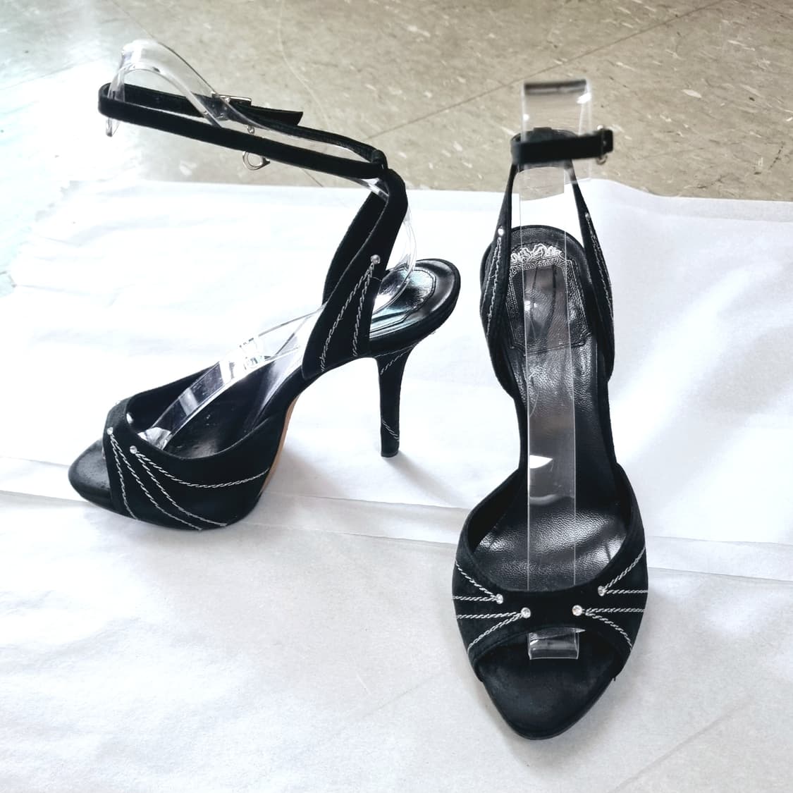 디올 구두 하이힐 오픈토힐 스웨이드 은사띠 큐빅 슈즈 (225/35.5) 상품이미지1